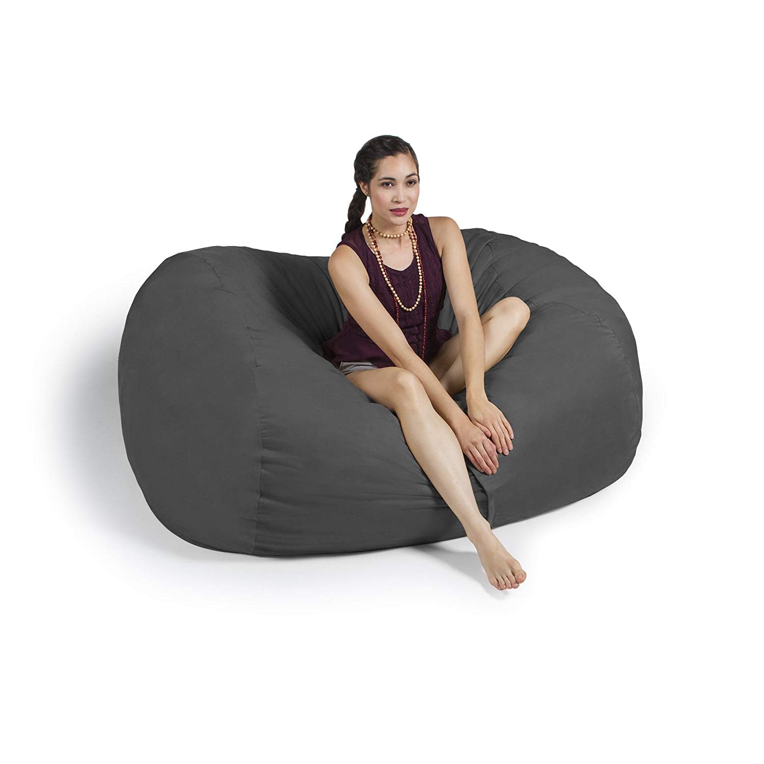  Jaxx Lounger Loveseat Bean Bag 5.5' - Charcoal - Bonton