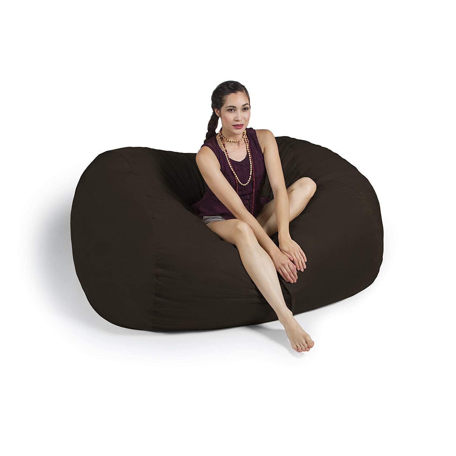  Jaxx Lounger Loveseat Bean Bag 5.5' - Chocolate - Bonton