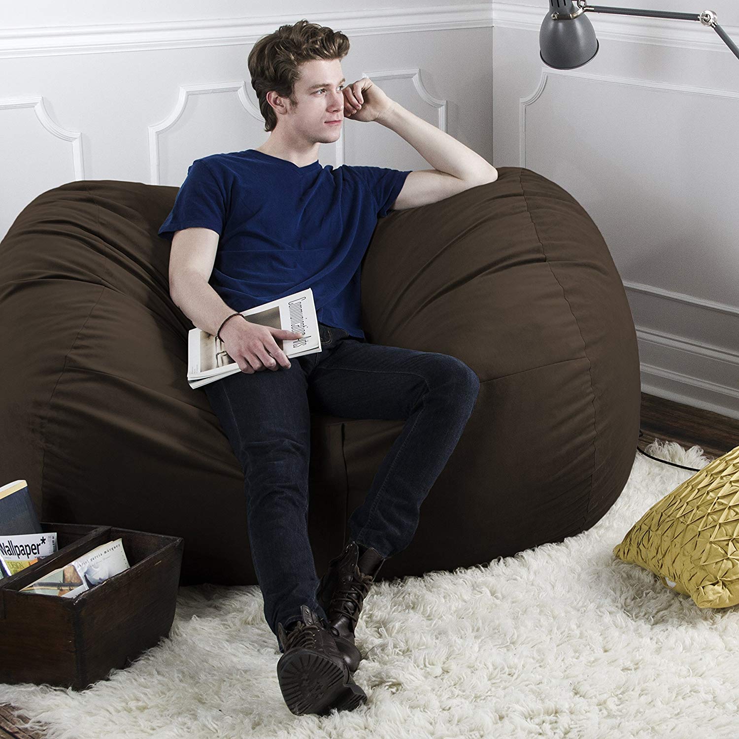  Jaxx Lounger Loveseat Bean Bag 5.5' - Chocolate - Bonton