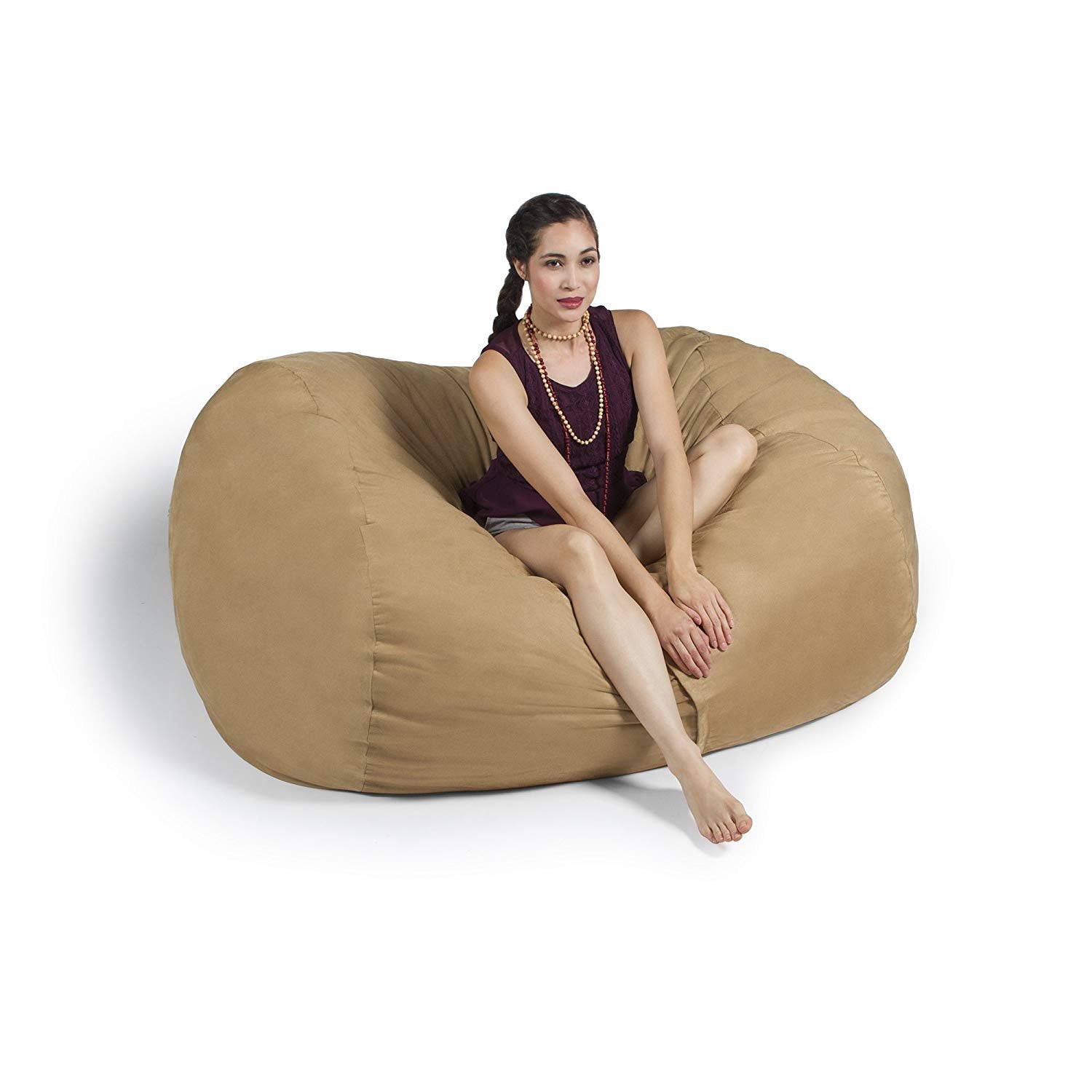  Jaxx Lounger Loveseat Bean Bag 5.5' - Camel - Bonton