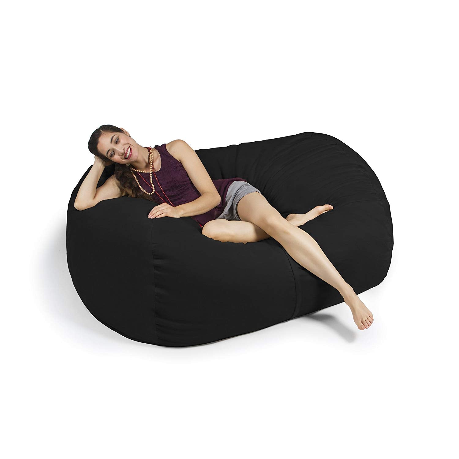  Jaxx Lounger Loveseat Bean Bag 5.5' - Black - Bonton