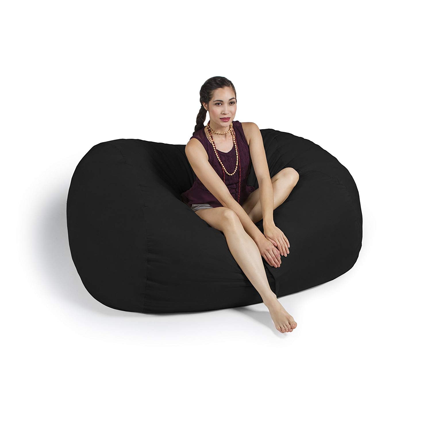  Jaxx Lounger Loveseat Bean Bag 5.5' - Black - Bonton