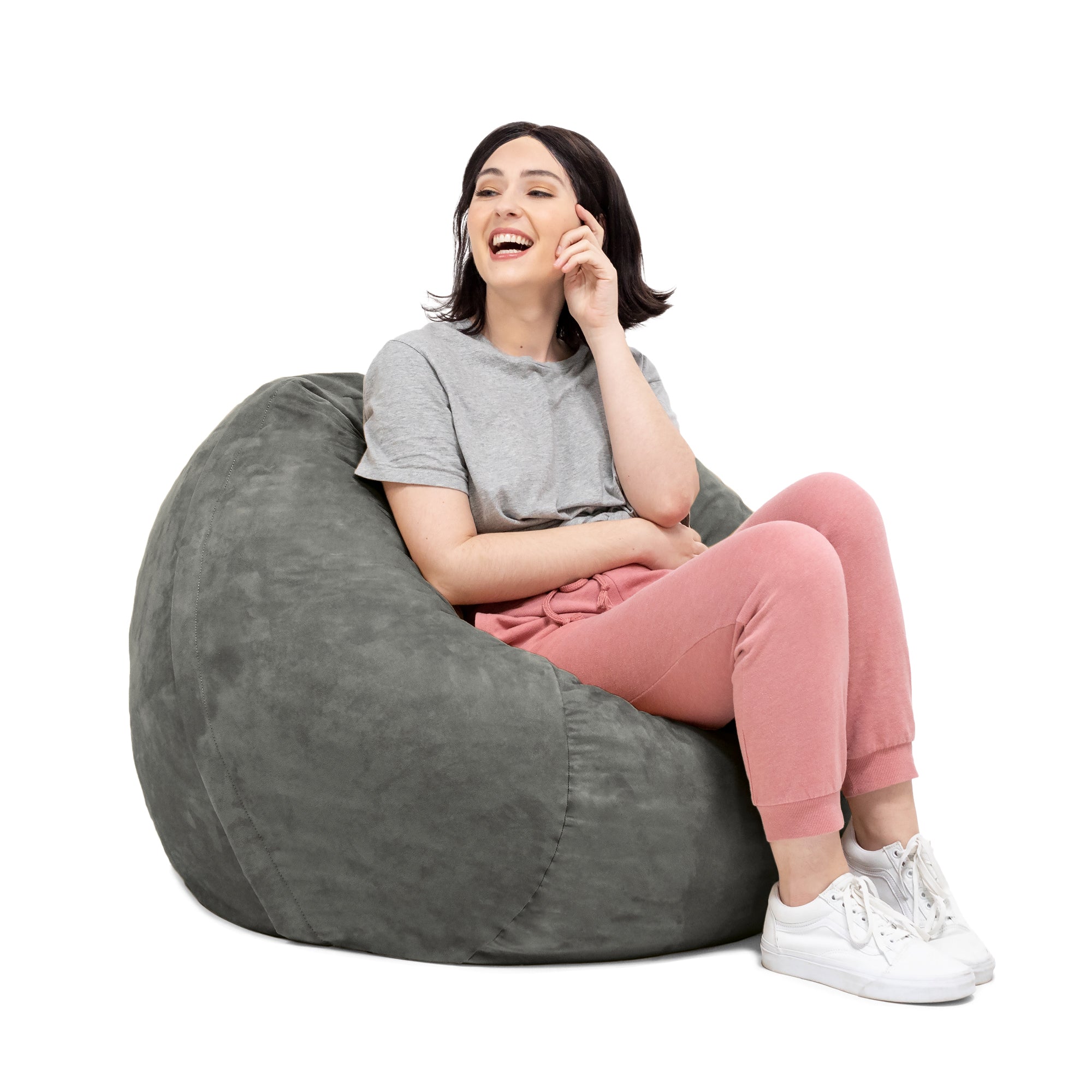  Jaxx Saxx Round Bean Bag with Removable Cover 3' - Charcoal - Bonton