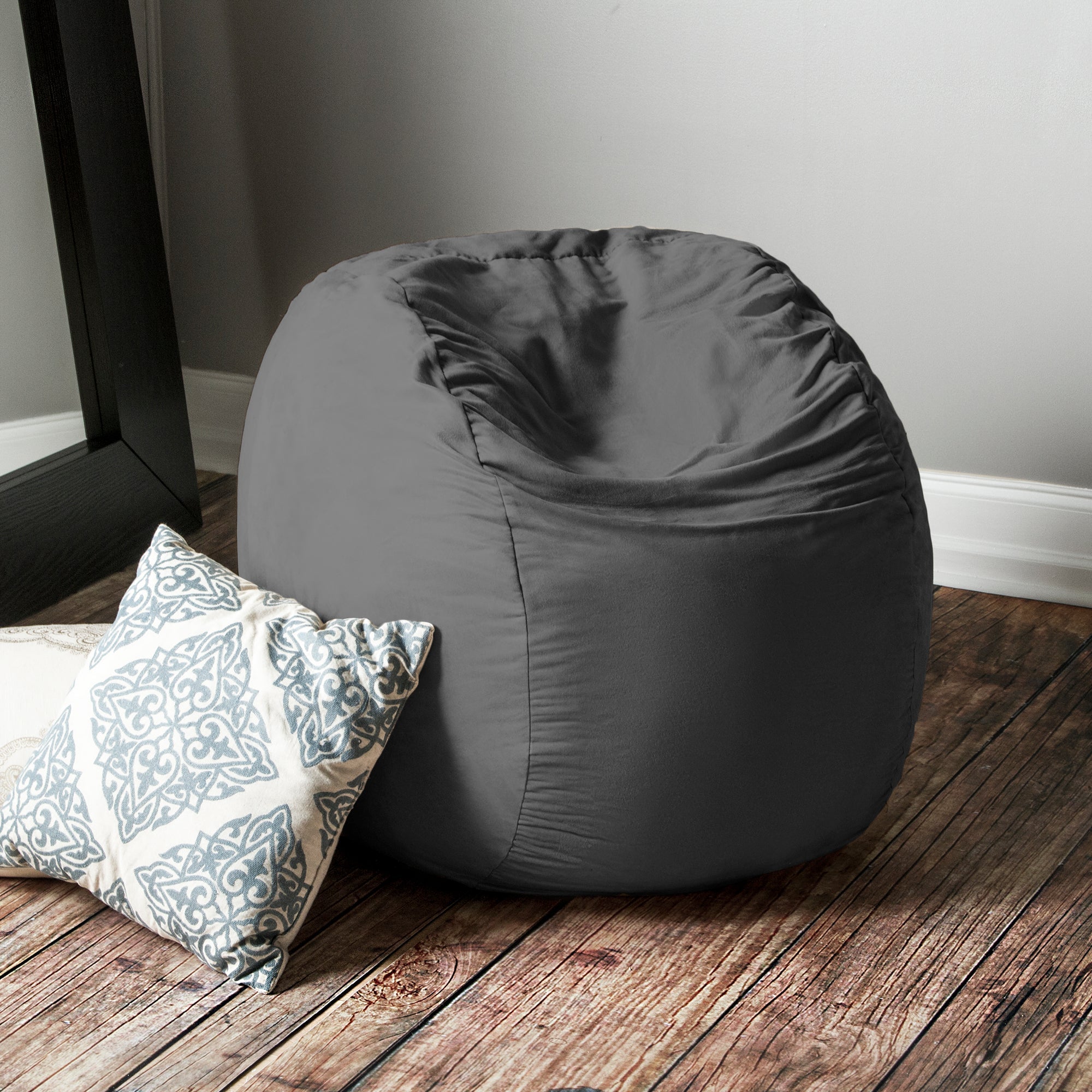  Jaxx Saxx Round Bean Bag with Removable Cover 3' - Charcoal - Bonton