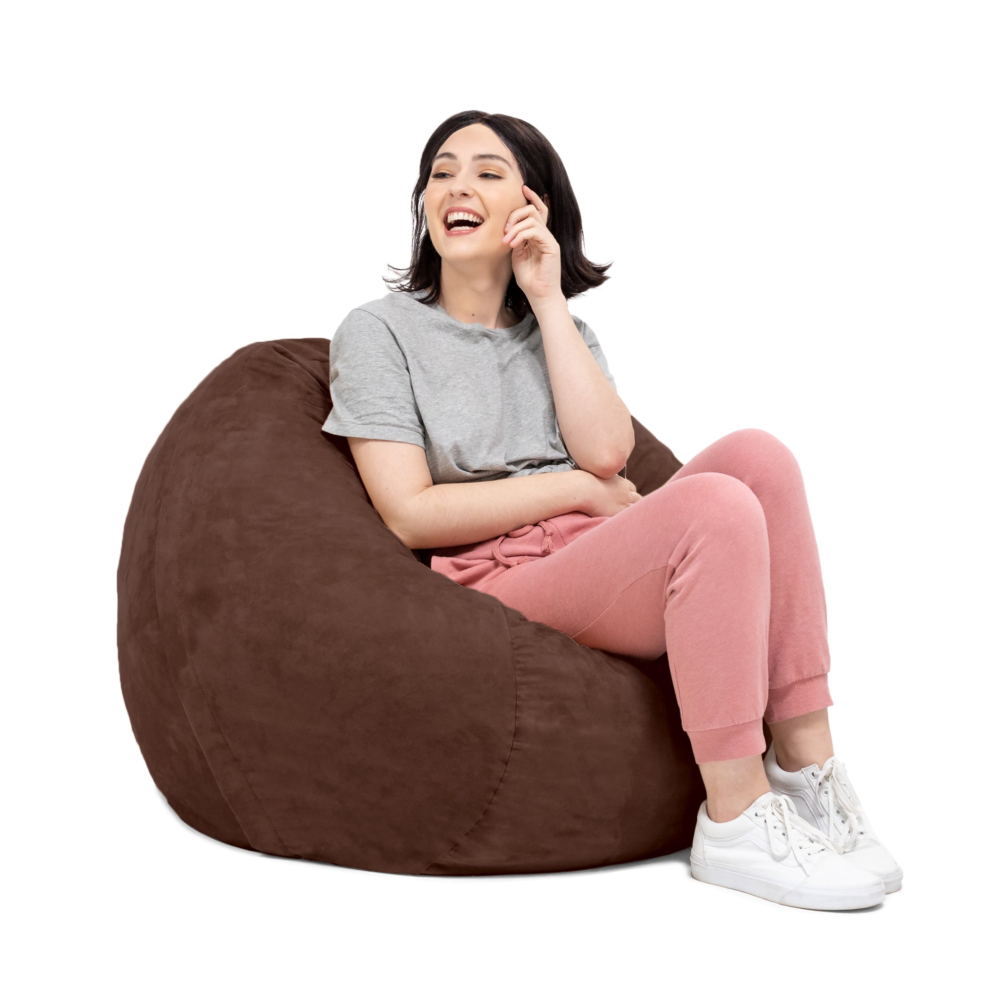  Jaxx Saxx Round Bean Bag with Removable Cover 3' - Chocolate - Bonton