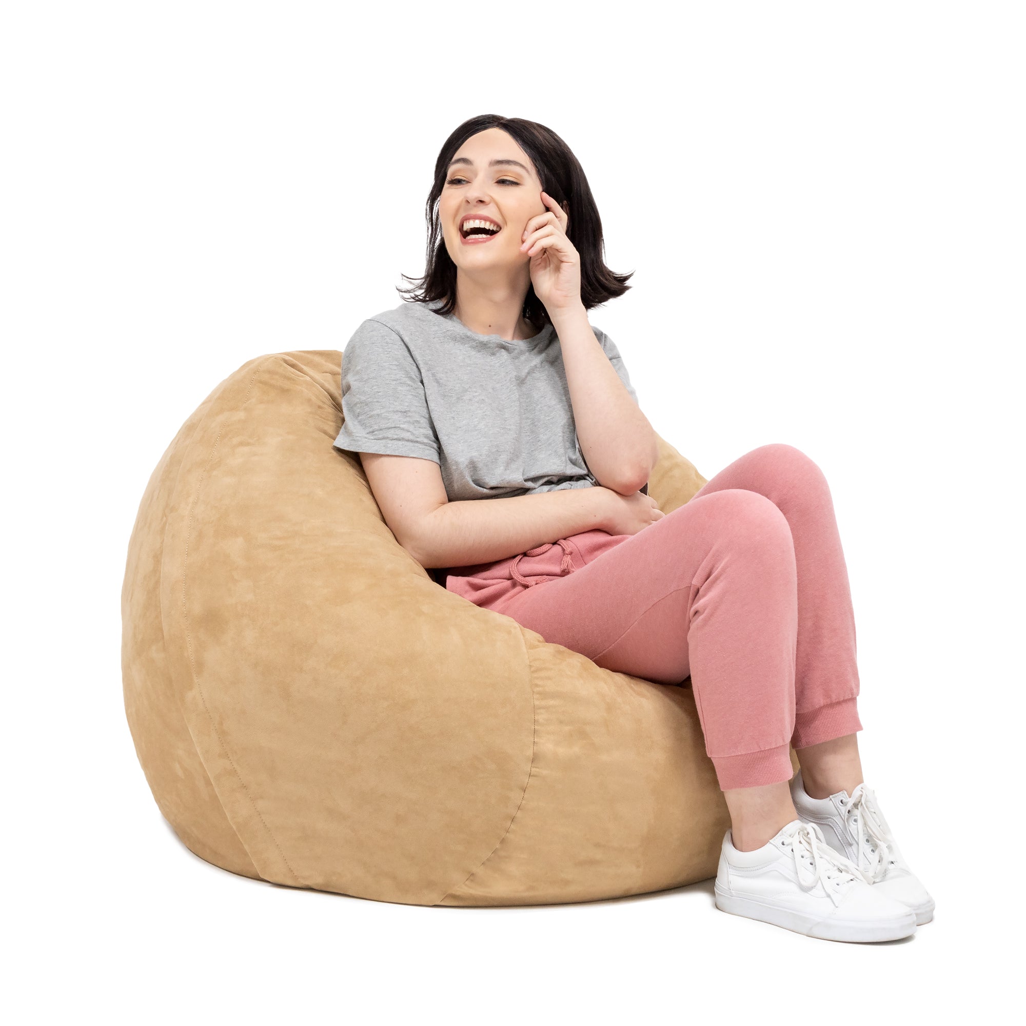  Jaxx Saxx Round Bean Bag with Removable Cover 3' - Camel - Bonton