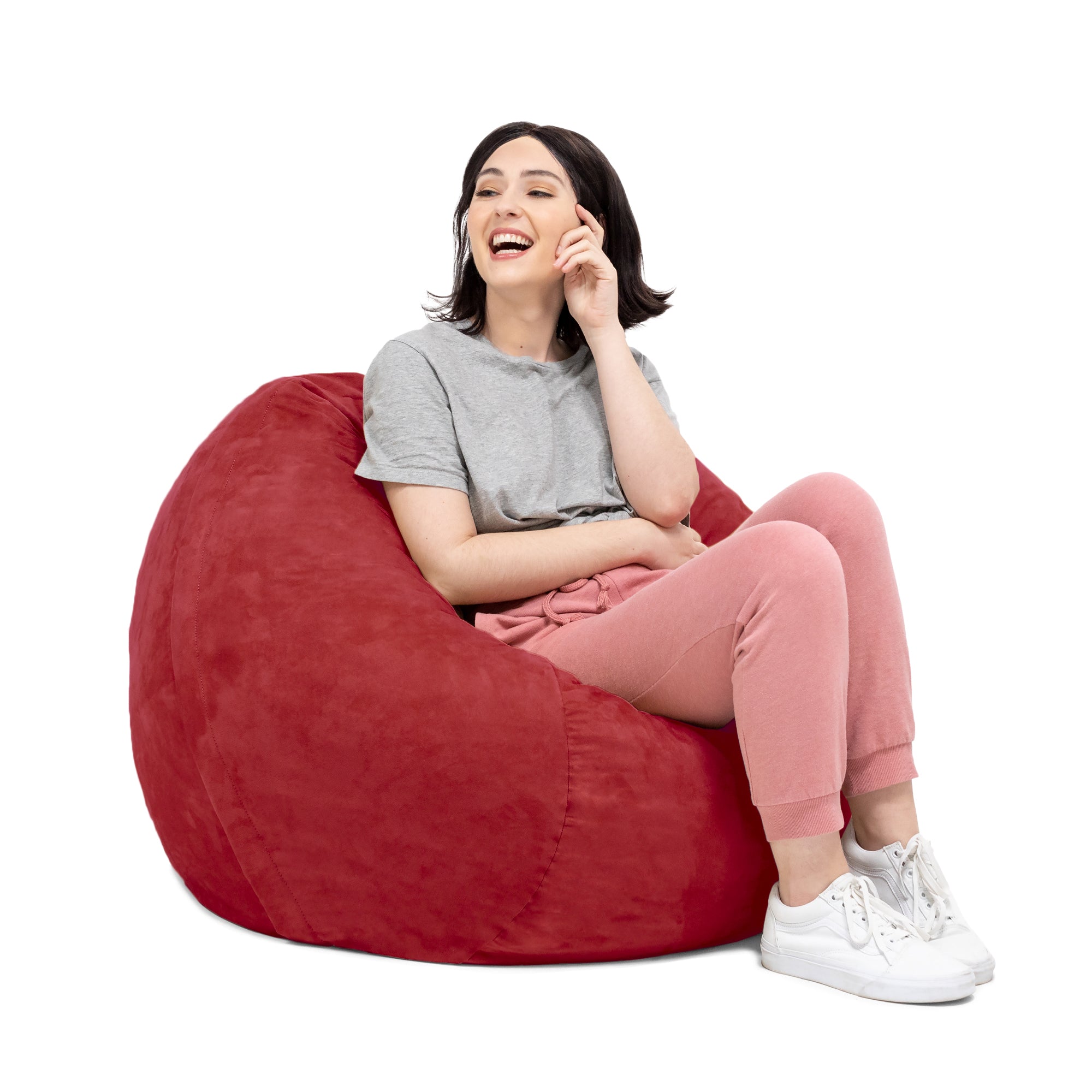  Jaxx Saxx Round Bean Bag with Removable Cover 3' - Cinnabar - Bonton