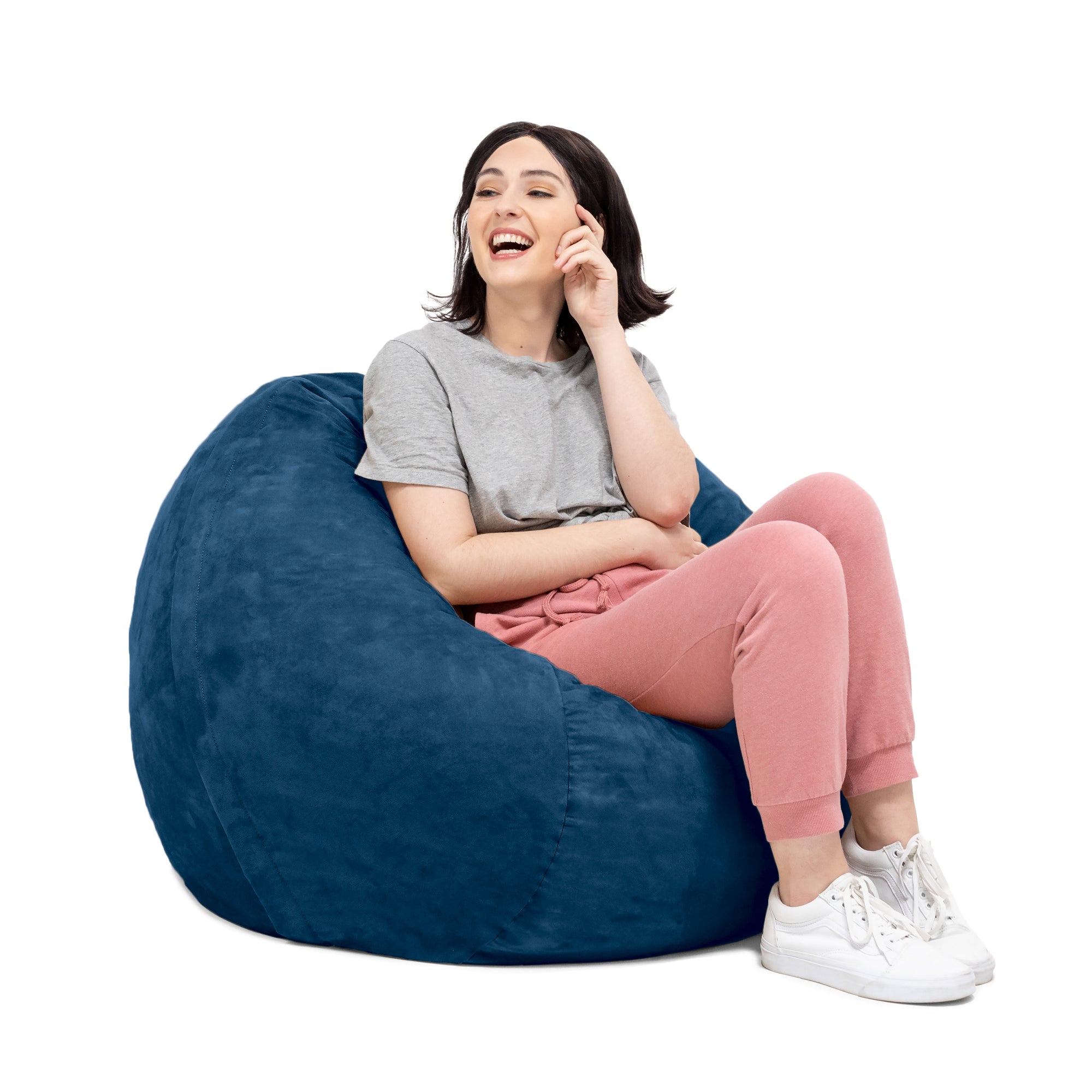  Jaxx Saxx Round Bean Bag with Removable Cover 3' - Navy - Bonton