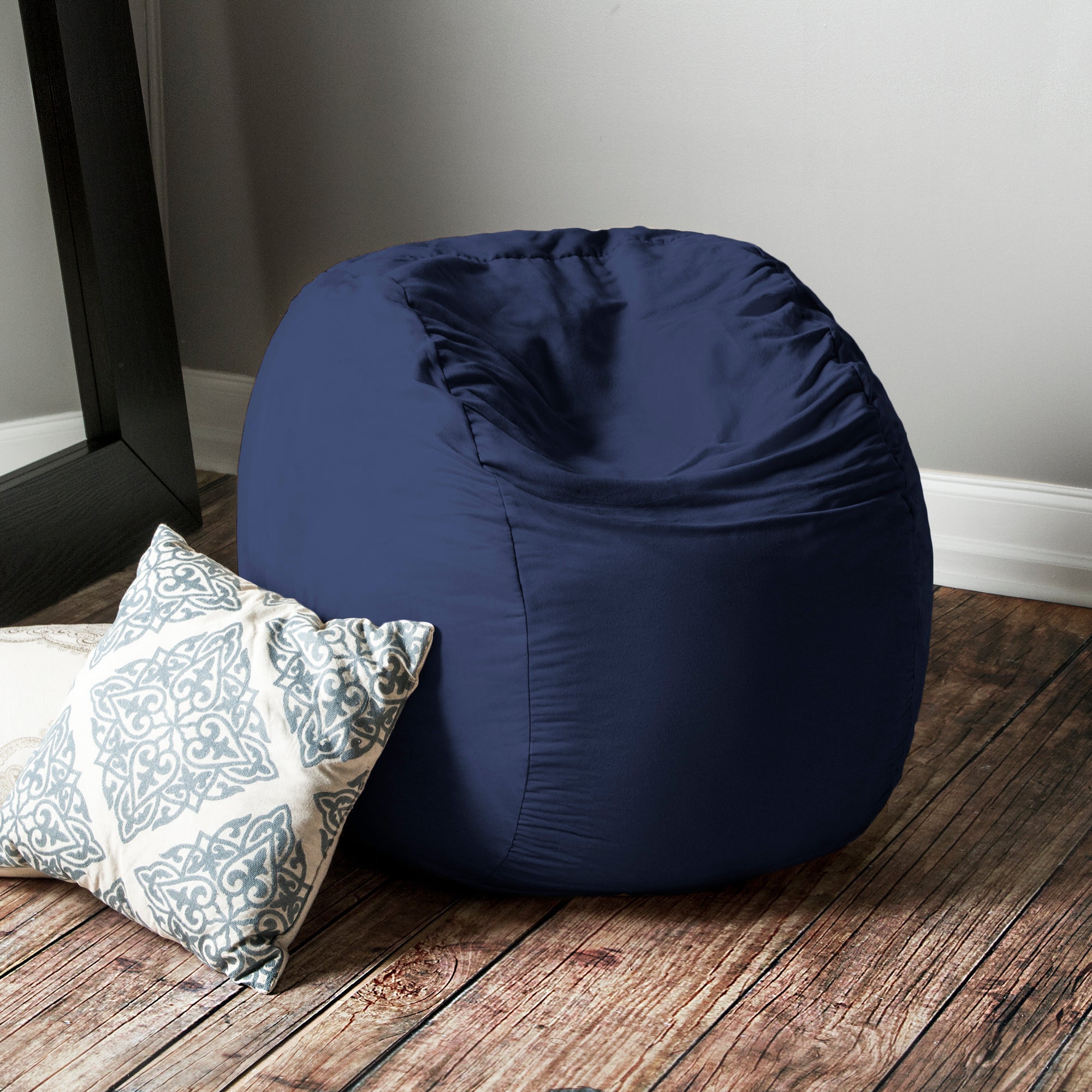  Jaxx Saxx Round Bean Bag with Removable Cover 3' - Navy - Bonton