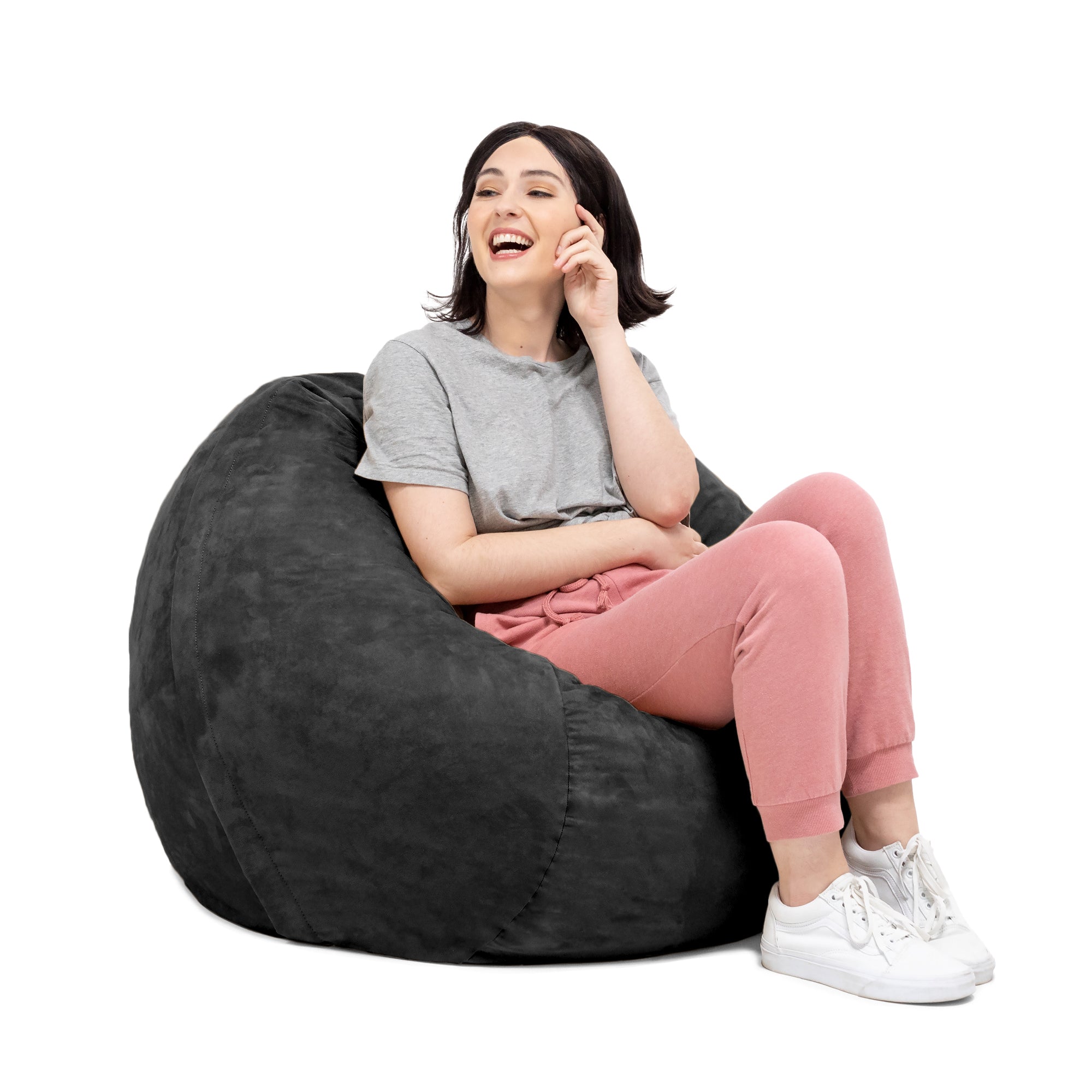  Jaxx Saxx Round Bean Bag with Removable Cover 3' - Black - Bonton