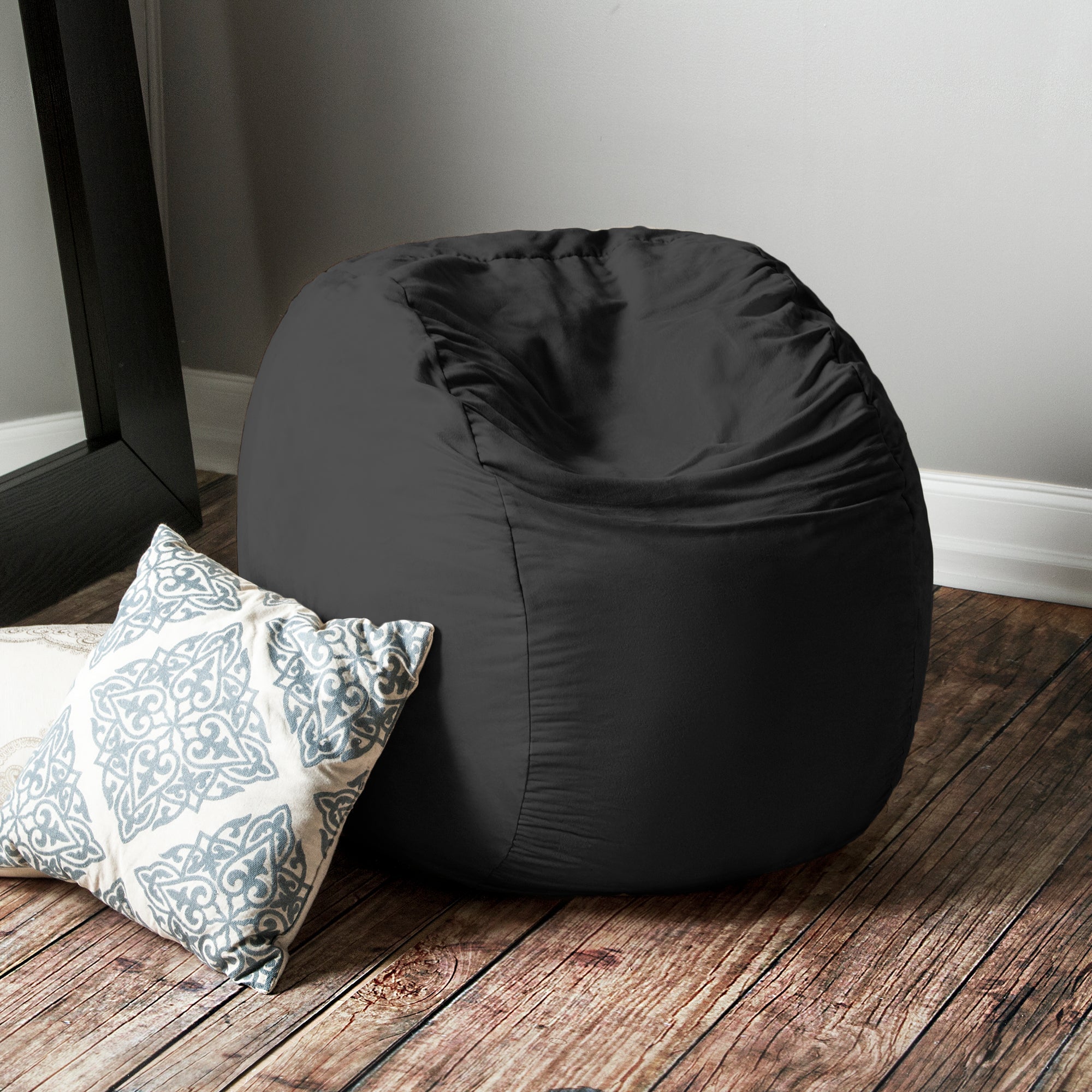  Jaxx Saxx Round Bean Bag with Removable Cover 3' - Black - Bonton