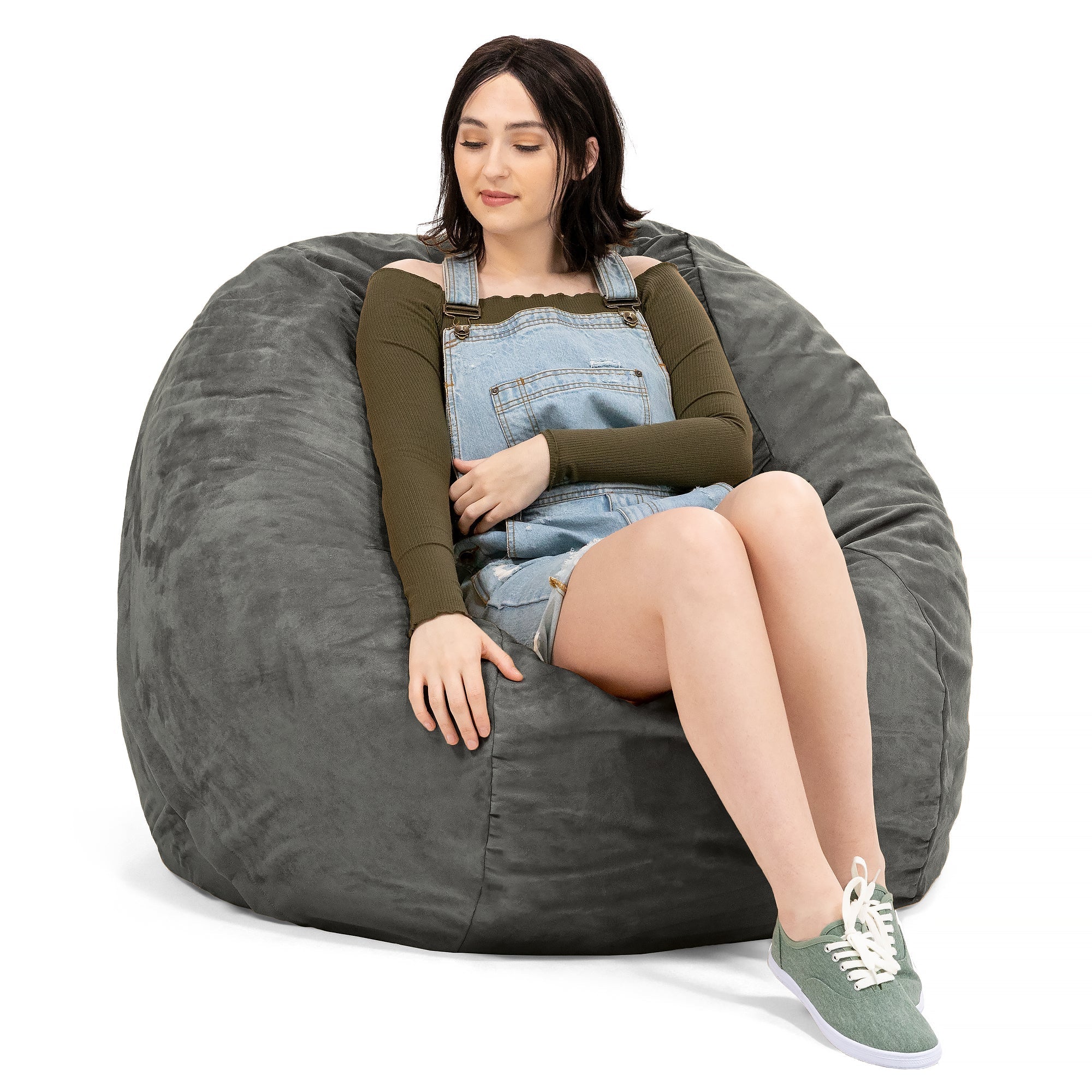  Jaxx Saxx Round Bean Bag with Removable Cover 4' - Charcoal - Bonton