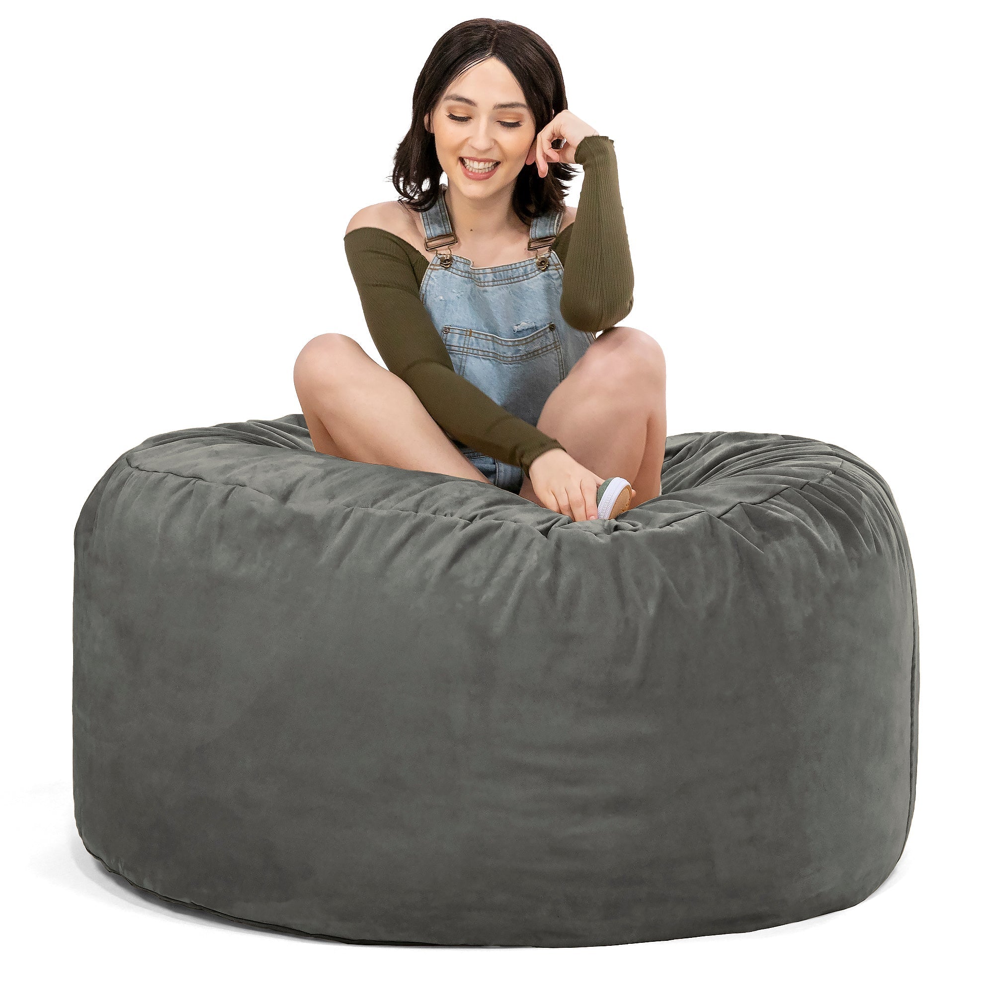  Jaxx Saxx Round Bean Bag with Removable Cover 4' - Charcoal - Bonton