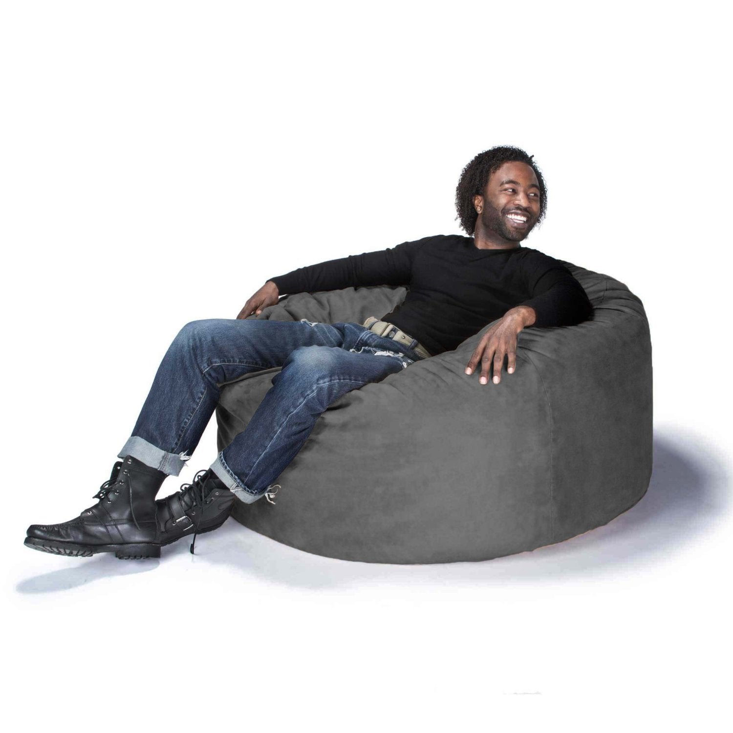  Jaxx Saxx Round Bean Bag with Removable Cover 4' - Charcoal - Bonton