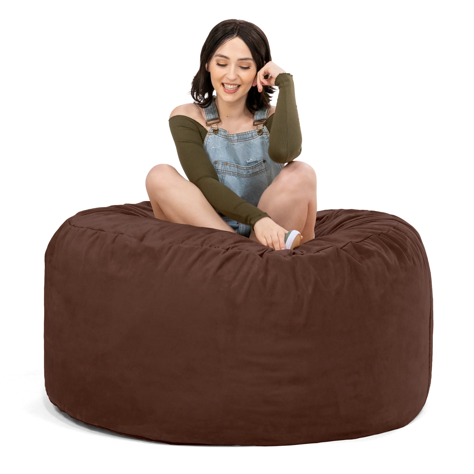  Jaxx Saxx Round Bean Bag with Removable Cover 4' - Chocolate - Bonton