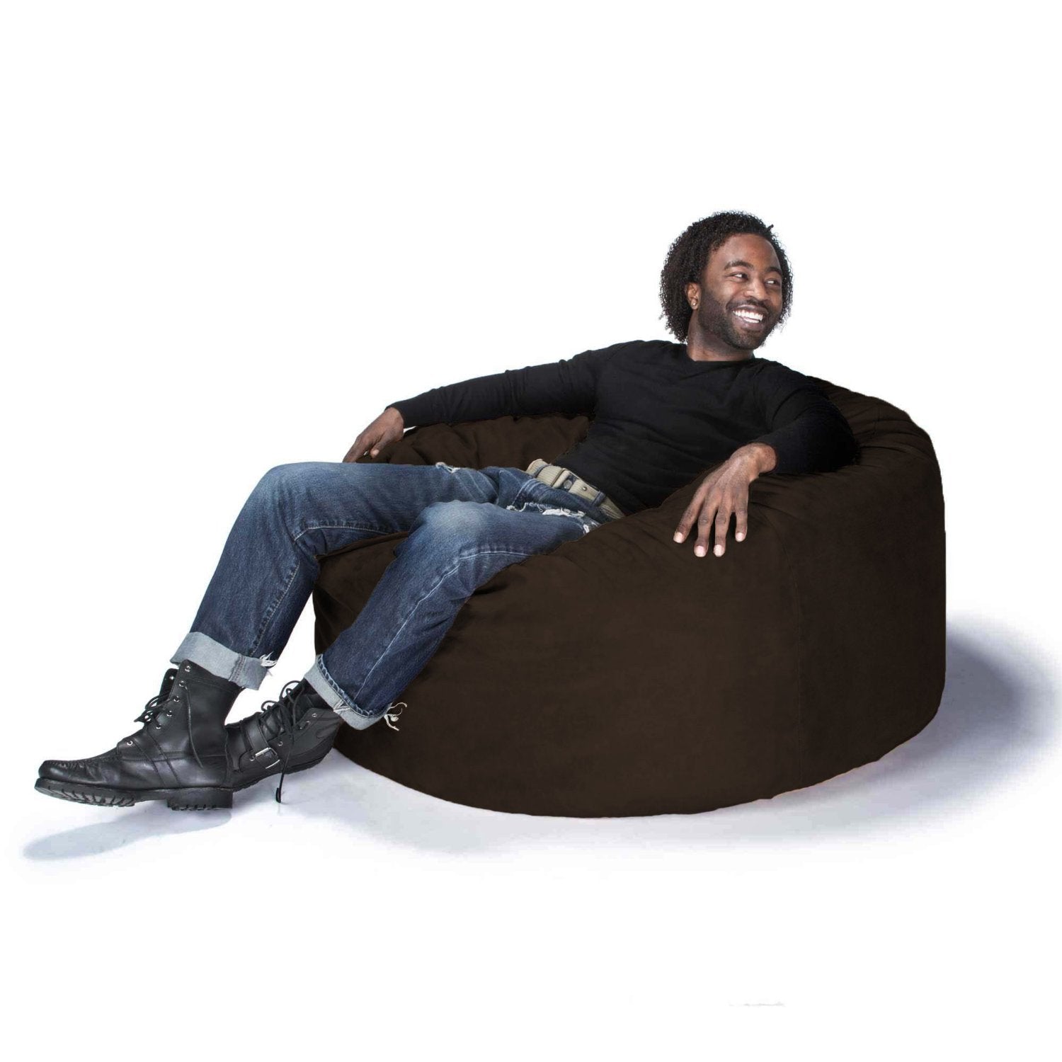  Jaxx Saxx Round Bean Bag with Removable Cover 4' - Chocolate - Bonton