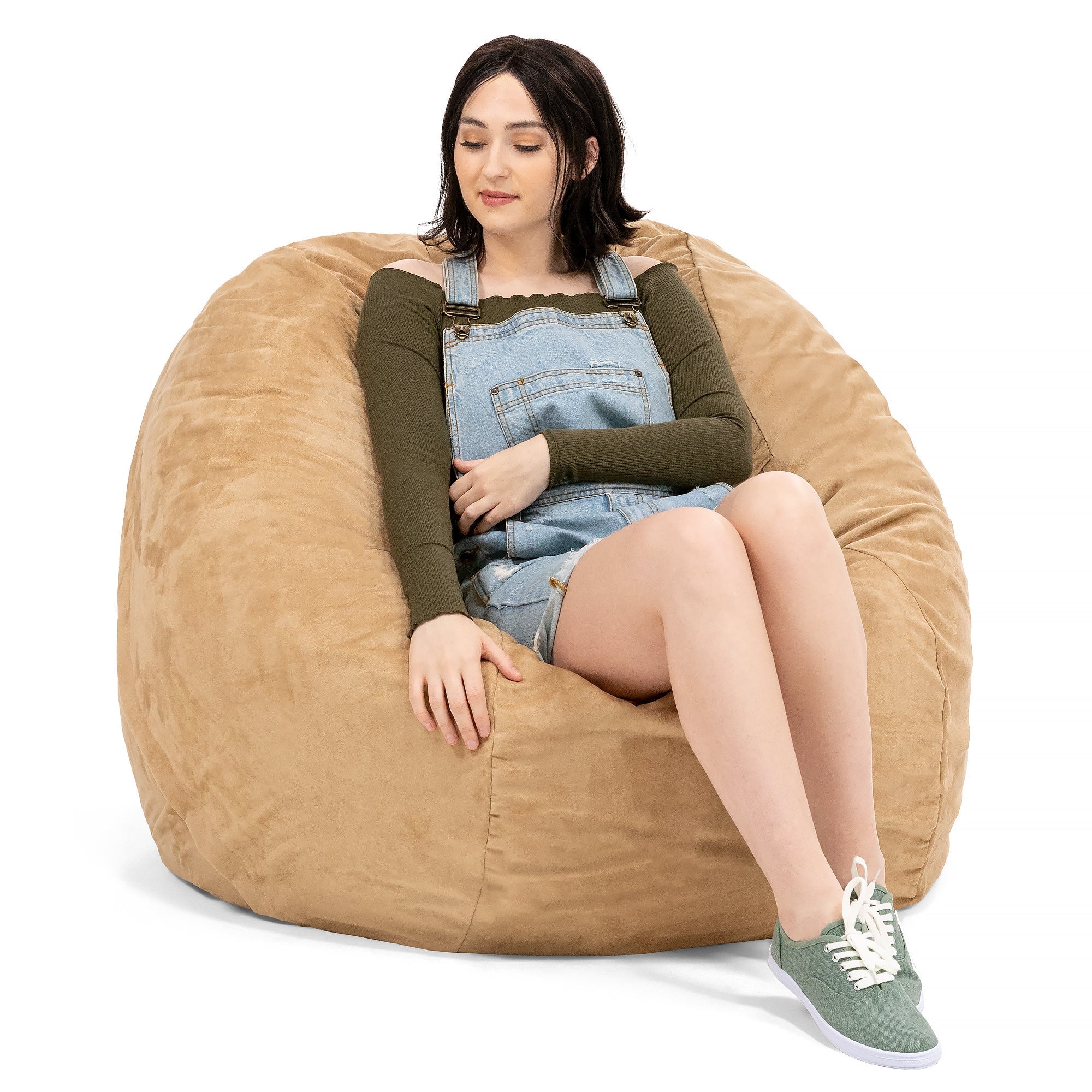  Jaxx Saxx Round Bean Bag with Removable Cover 4' - Camel - Bonton