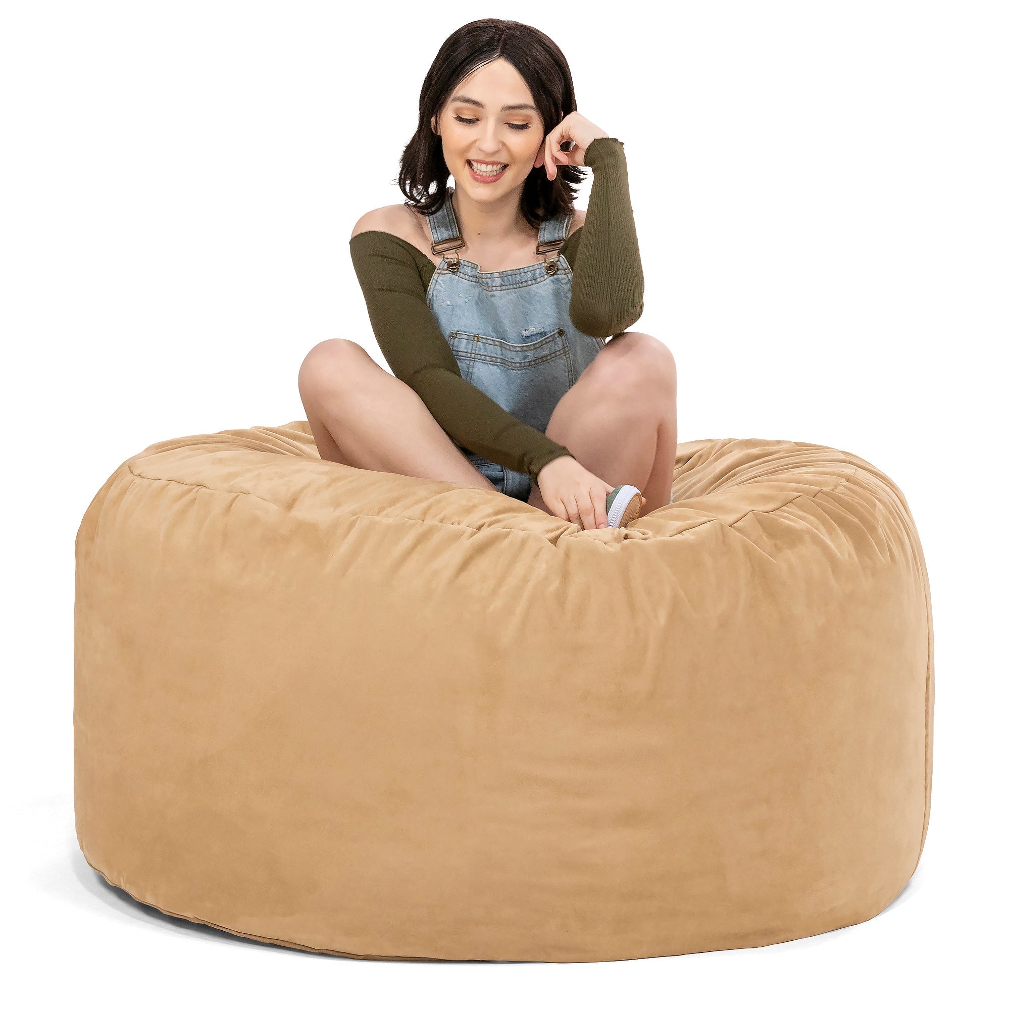  Jaxx Saxx Round Bean Bag with Removable Cover 4' - Camel - Bonton