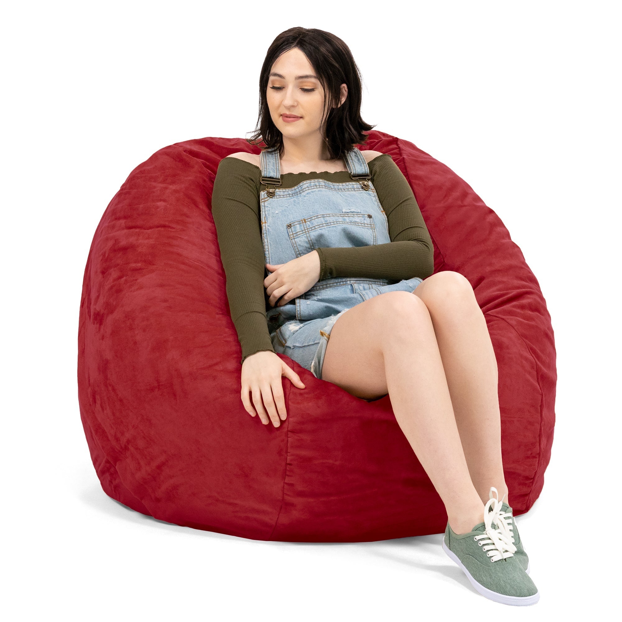  Jaxx Saxx Round Bean Bag with Removable Cover 4' - Cinnabar - Bonton