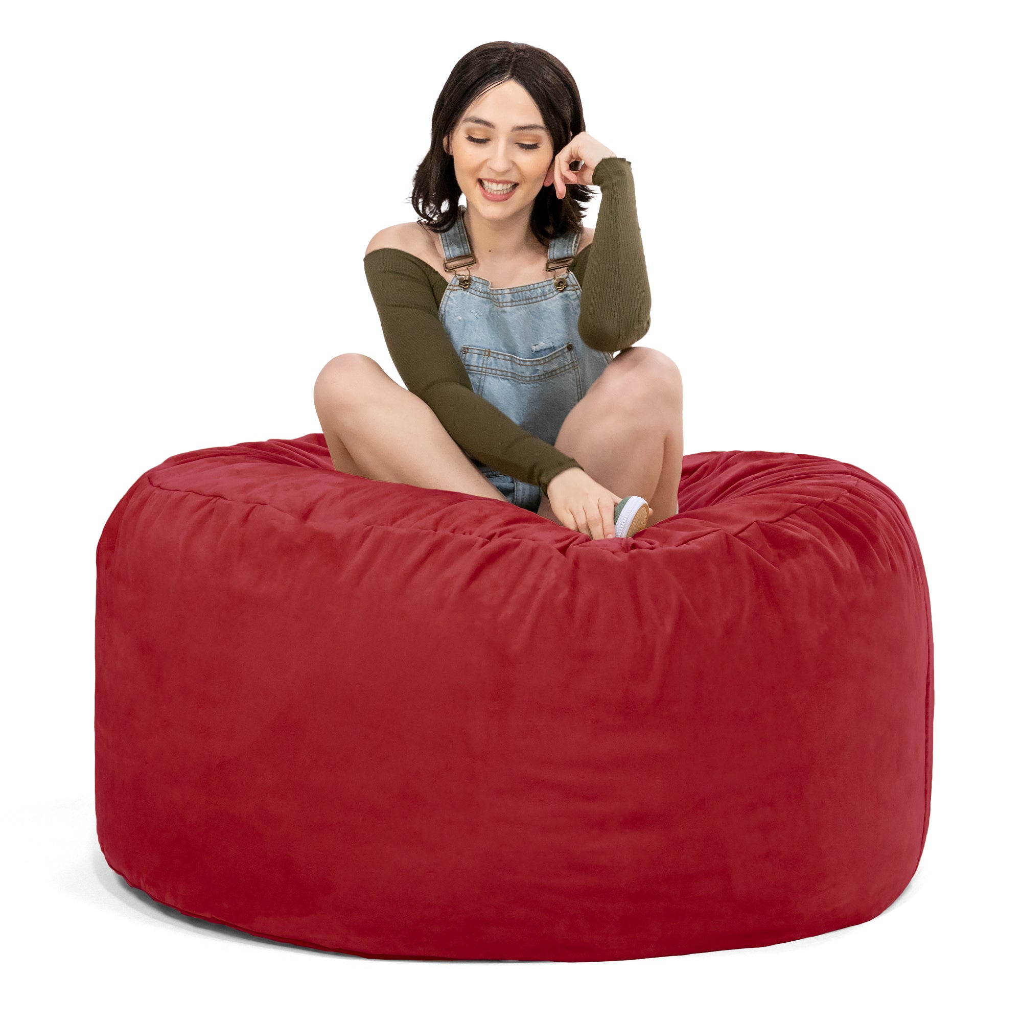  Jaxx Saxx Round Bean Bag with Removable Cover 4' - Cinnabar - Bonton