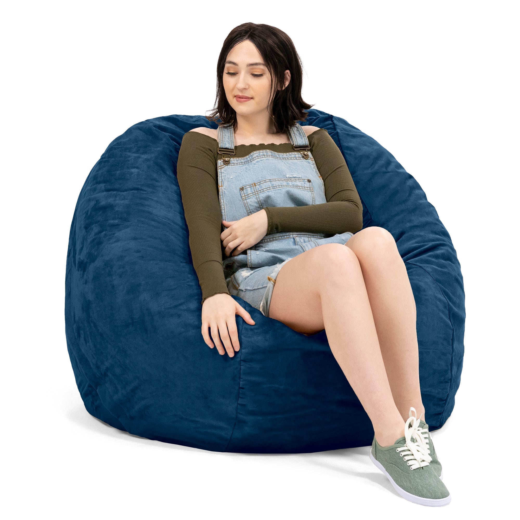  Jaxx Saxx Round Bean Bag with Removable Cover 4' - Navy - Bonton