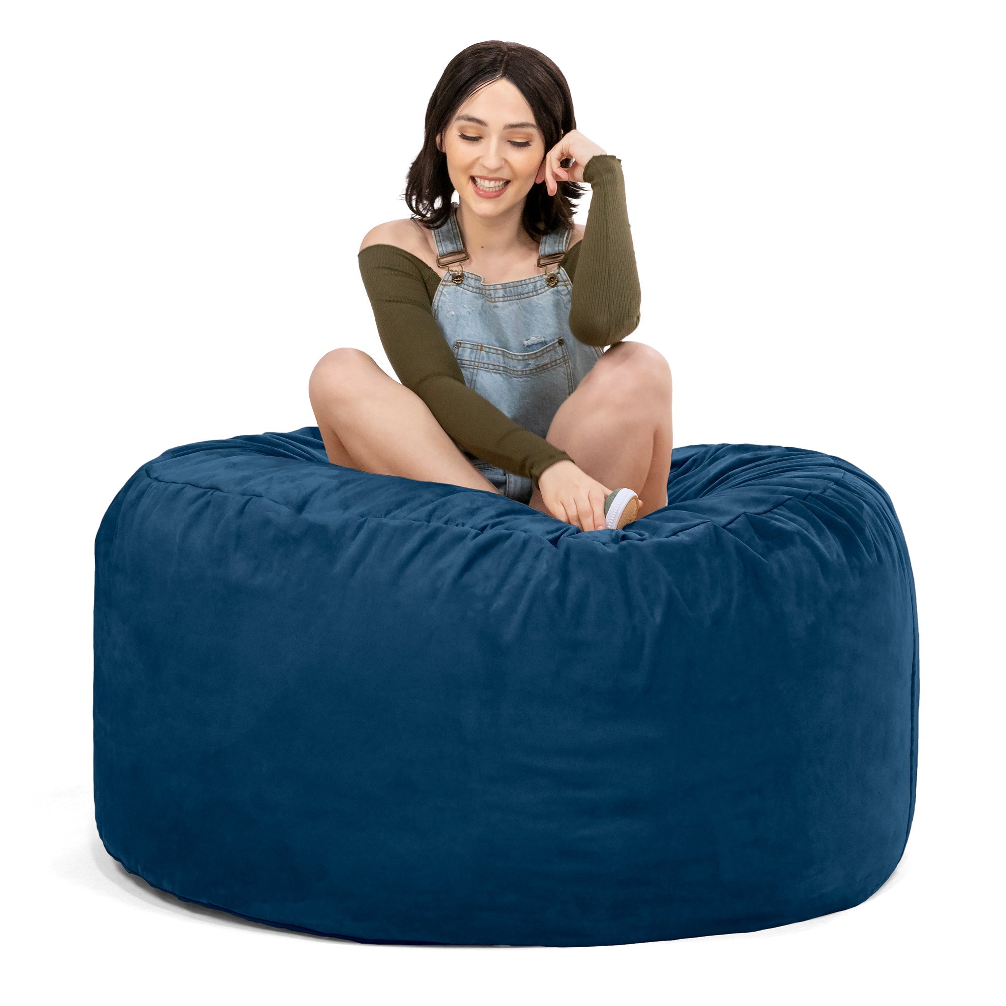  Jaxx Saxx Round Bean Bag with Removable Cover 4' - Navy - Bonton