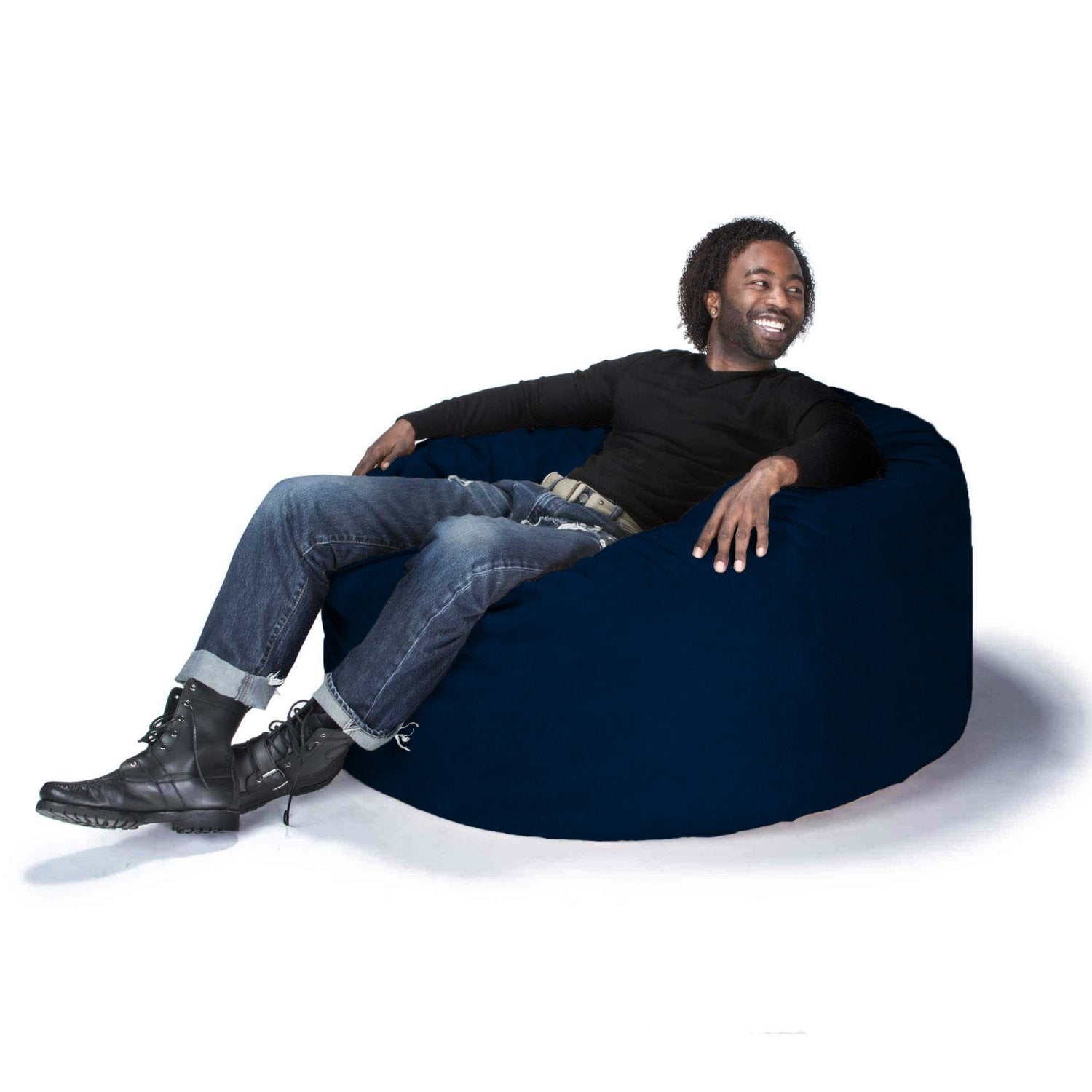  Jaxx Saxx Round Bean Bag with Removable Cover 4' - Navy - Bonton