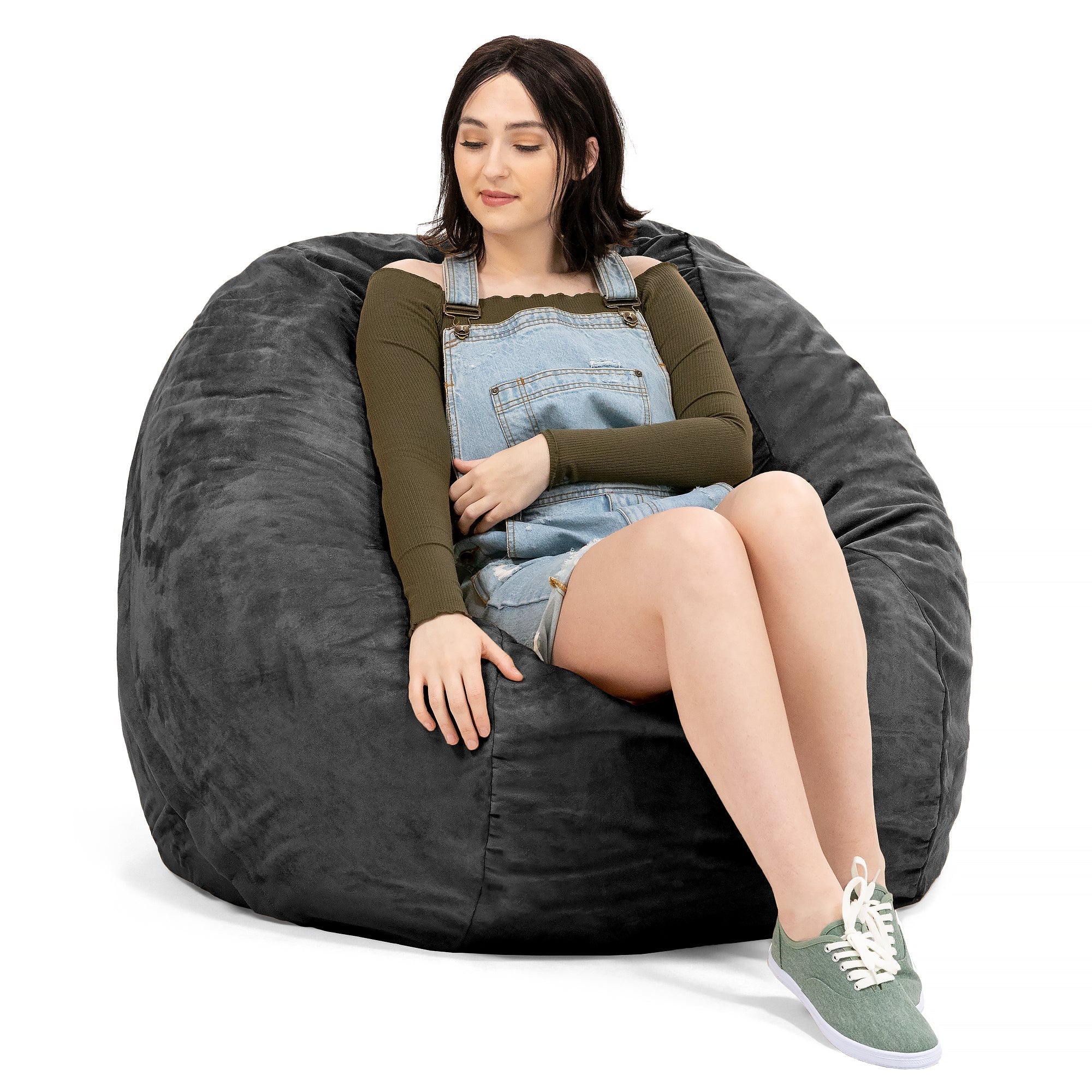  Jaxx Saxx Round Bean Bag with Removable Cover 4' - Black - Bonton