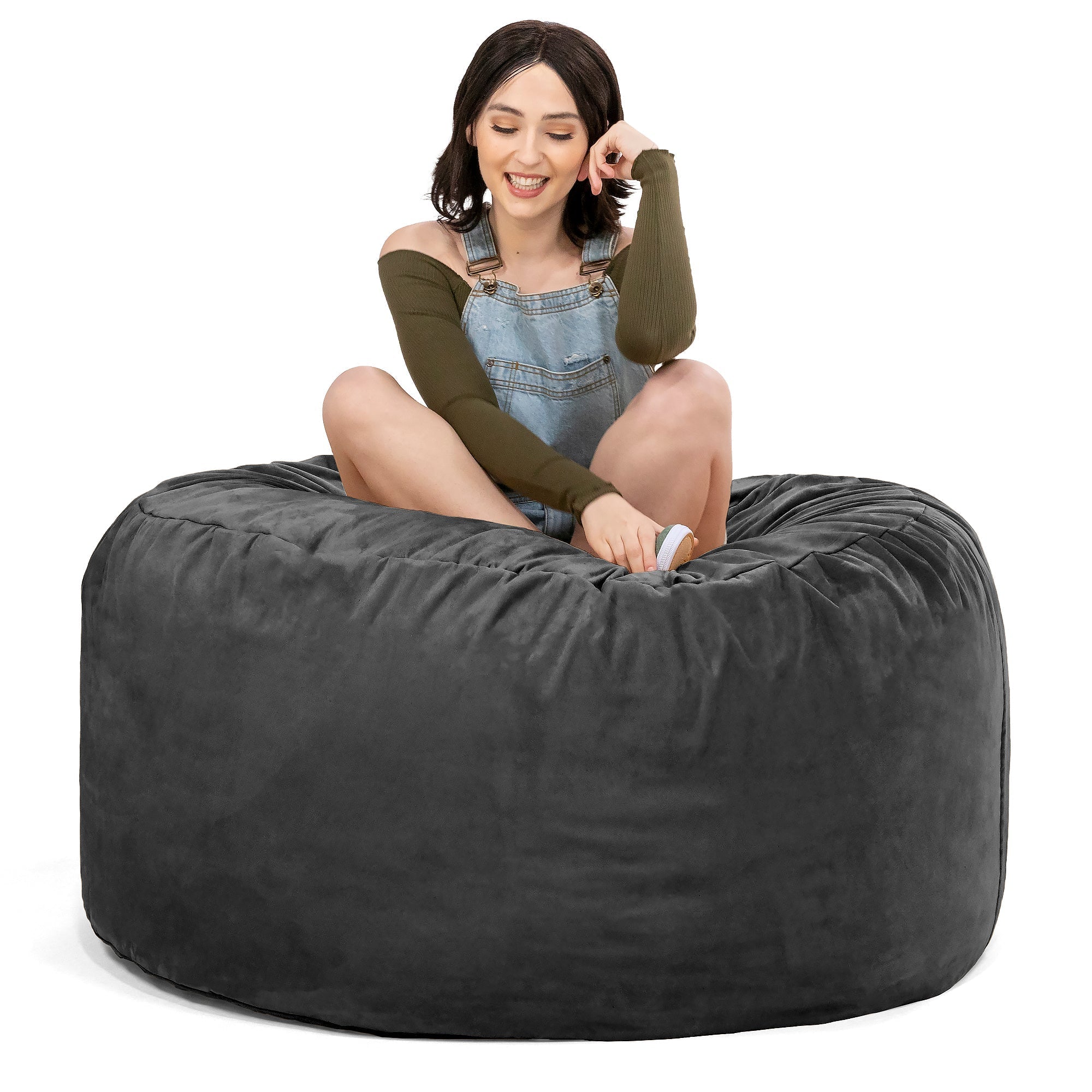  Jaxx Saxx Round Bean Bag with Removable Cover 4' - Black - Bonton