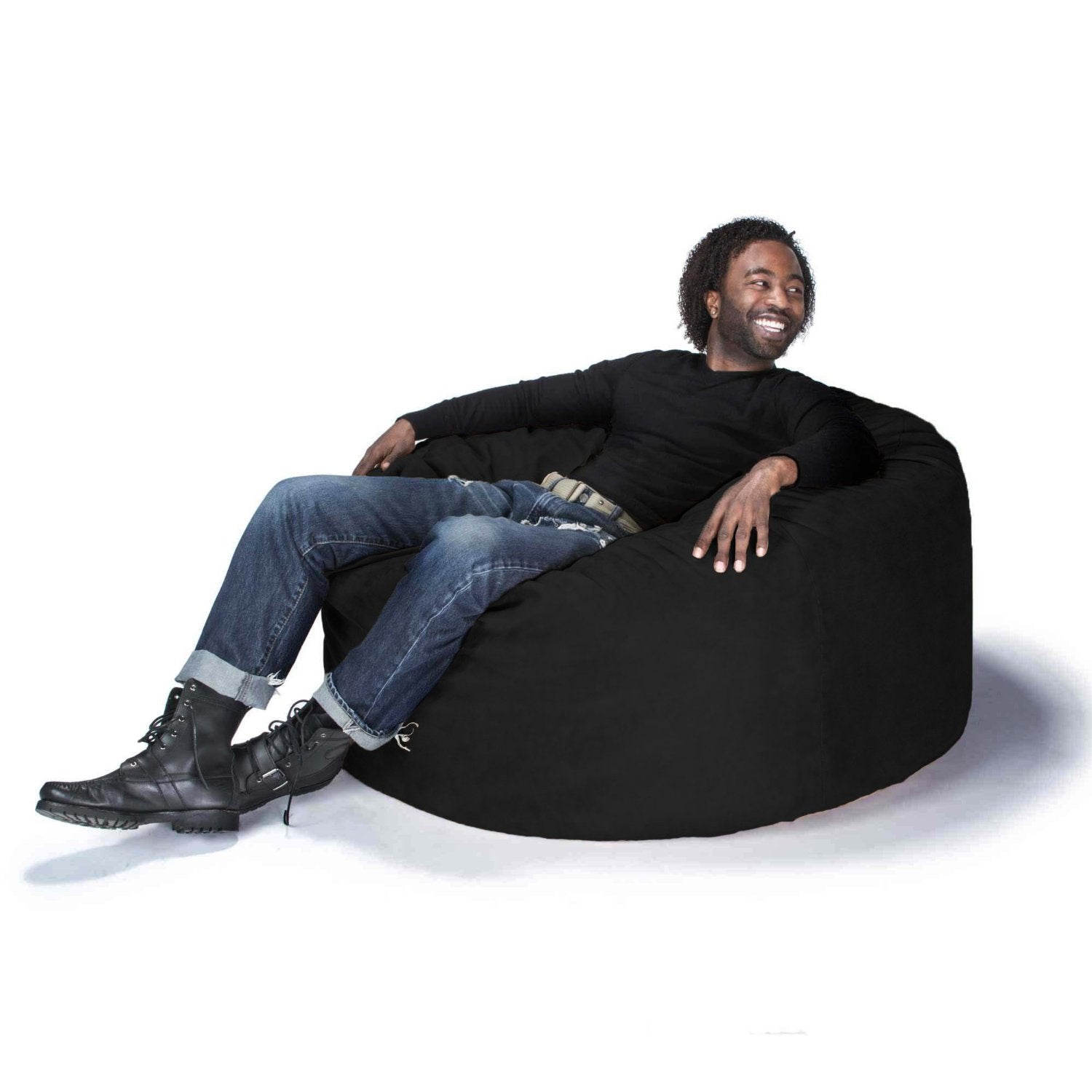  Jaxx Saxx Round Bean Bag with Removable Cover 4' - Black - Bonton