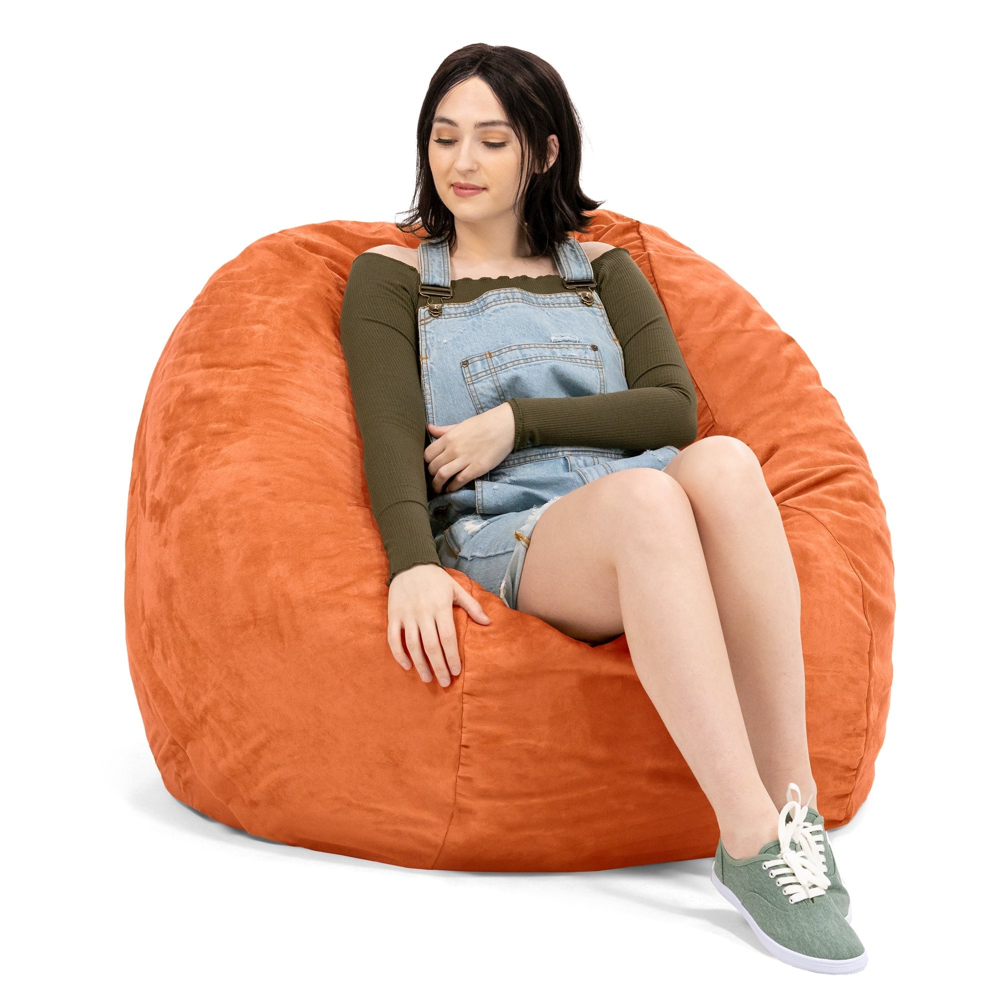  Jaxx Saxx Round Bean Bag with Removable Cover 4' - Mandarin - Bonton