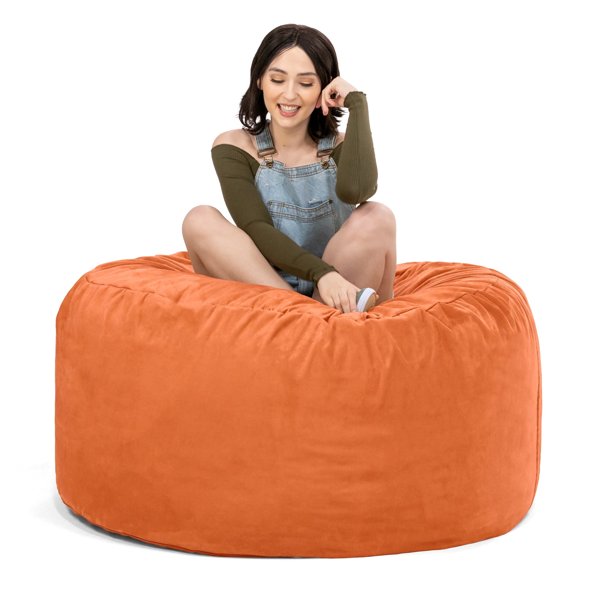  Jaxx Saxx Round Bean Bag with Removable Cover 4' - Mandarin - Bonton