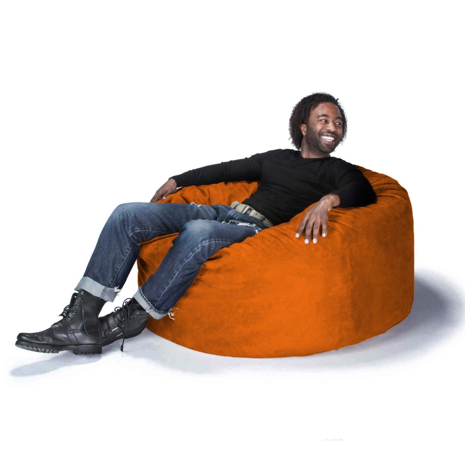  Jaxx Saxx Round Bean Bag with Removable Cover 4' - Mandarin - Bonton