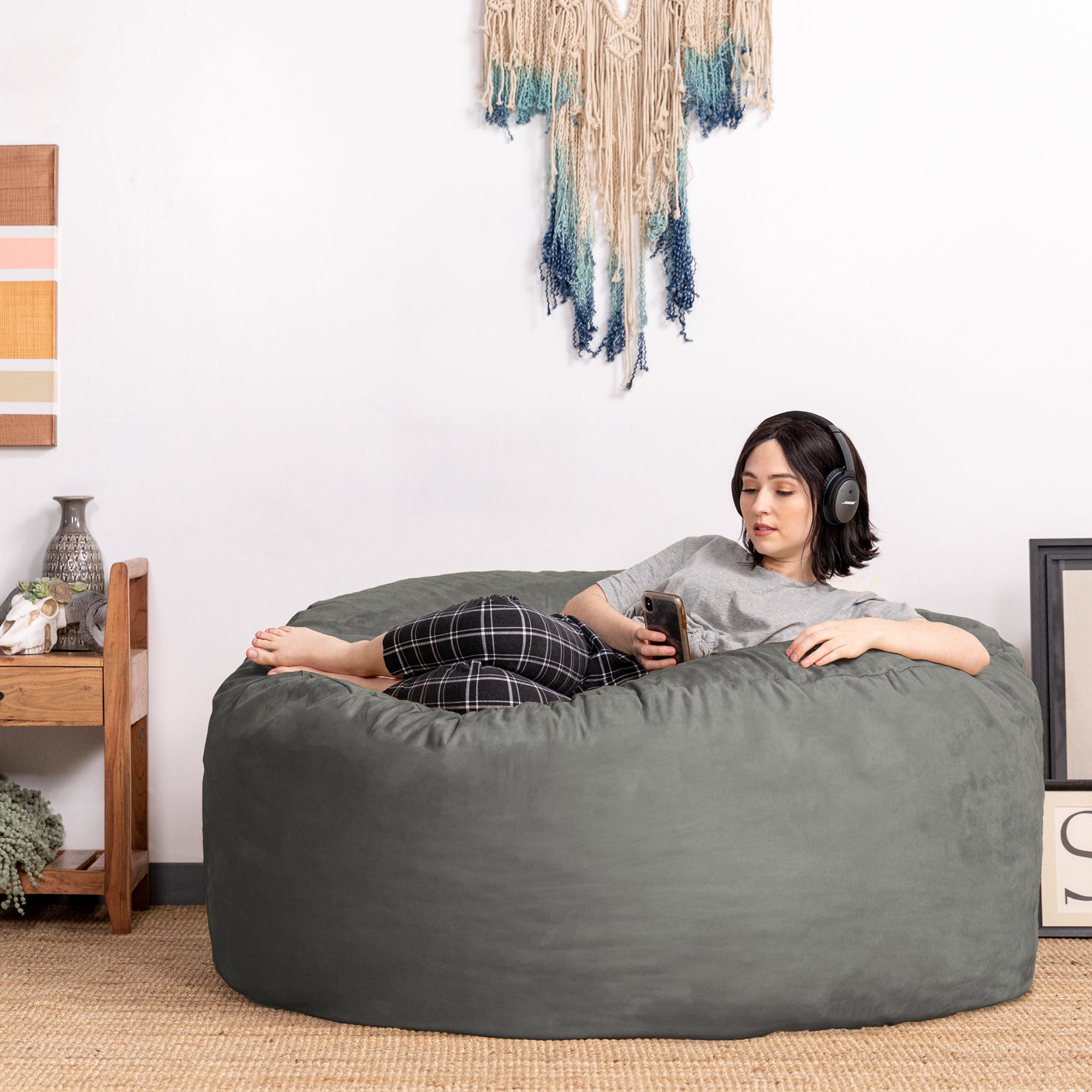  Jaxx Saxx Large Bean Bag with Removable Cover 5' - Charcoal - Bonton