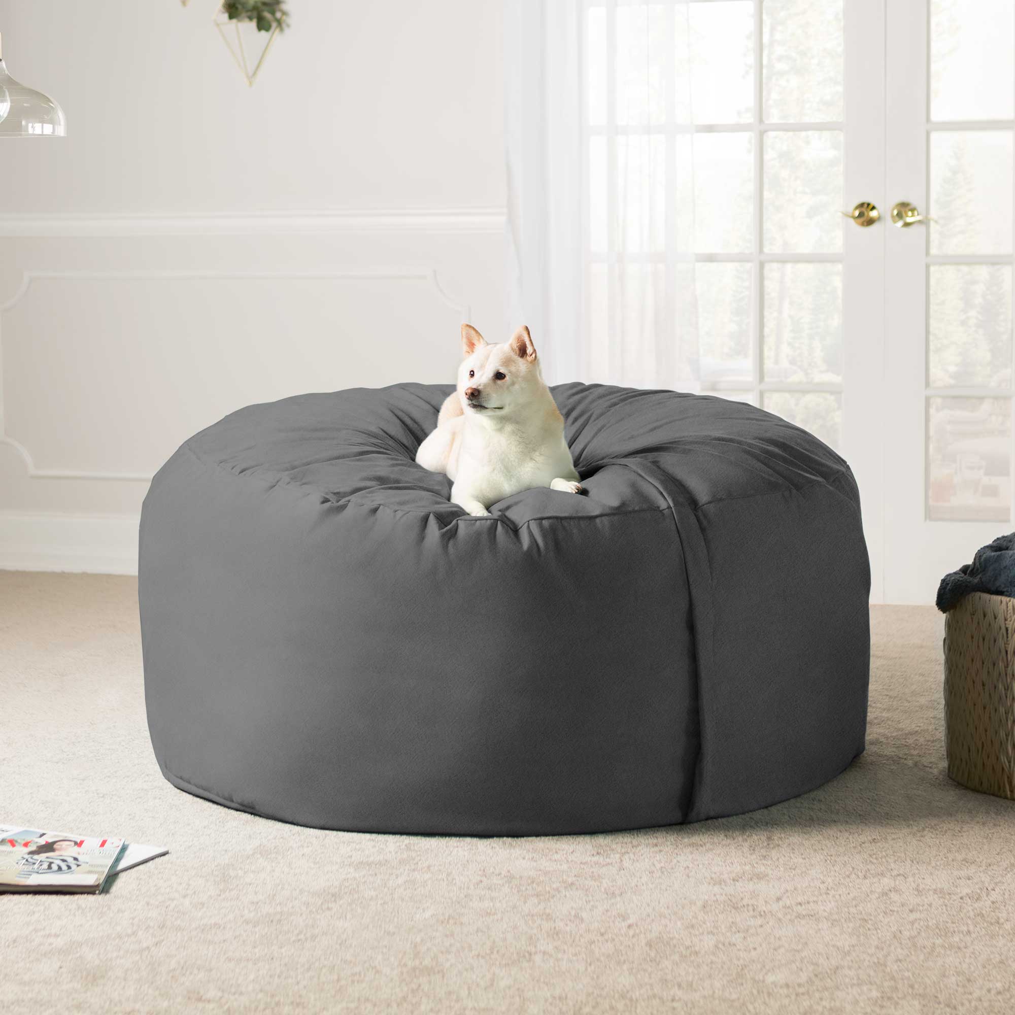  Jaxx Saxx Large Bean Bag with Removable Cover 5' - Charcoal - Bonton