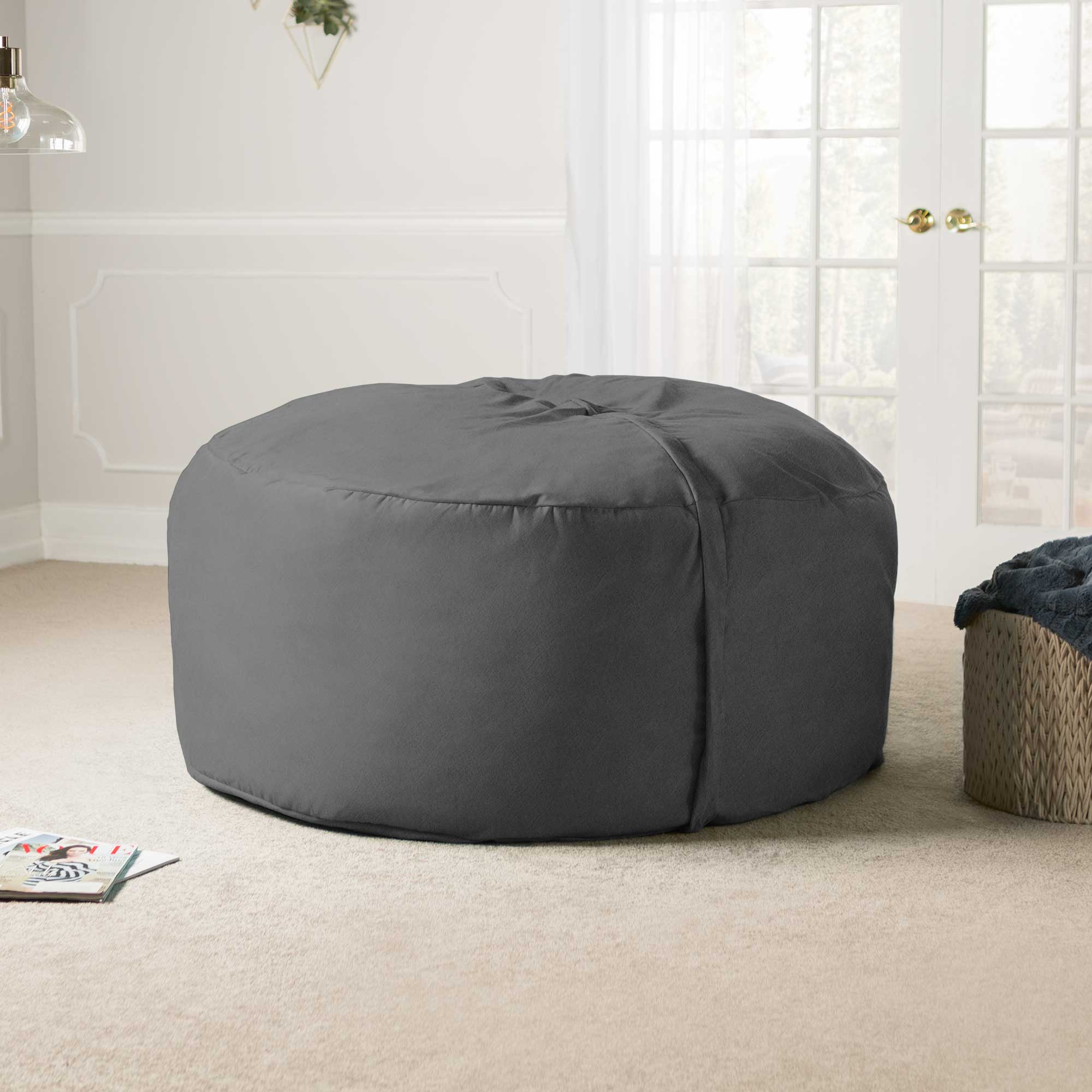  Jaxx Saxx Large Bean Bag with Removable Cover 5' - Charcoal - Bonton