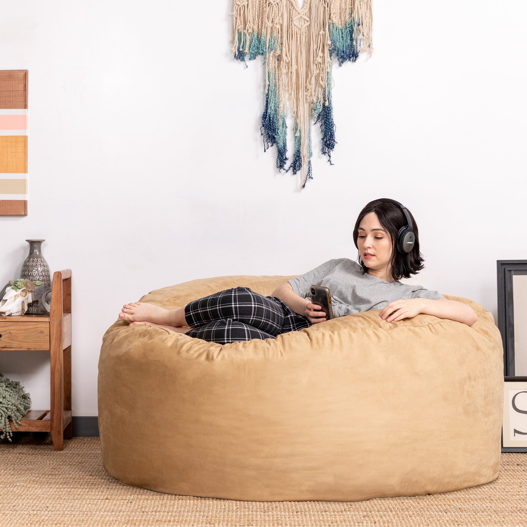  Jaxx Saxx Large Bean Bag with Removable Cover 5' - Camel - Bonton