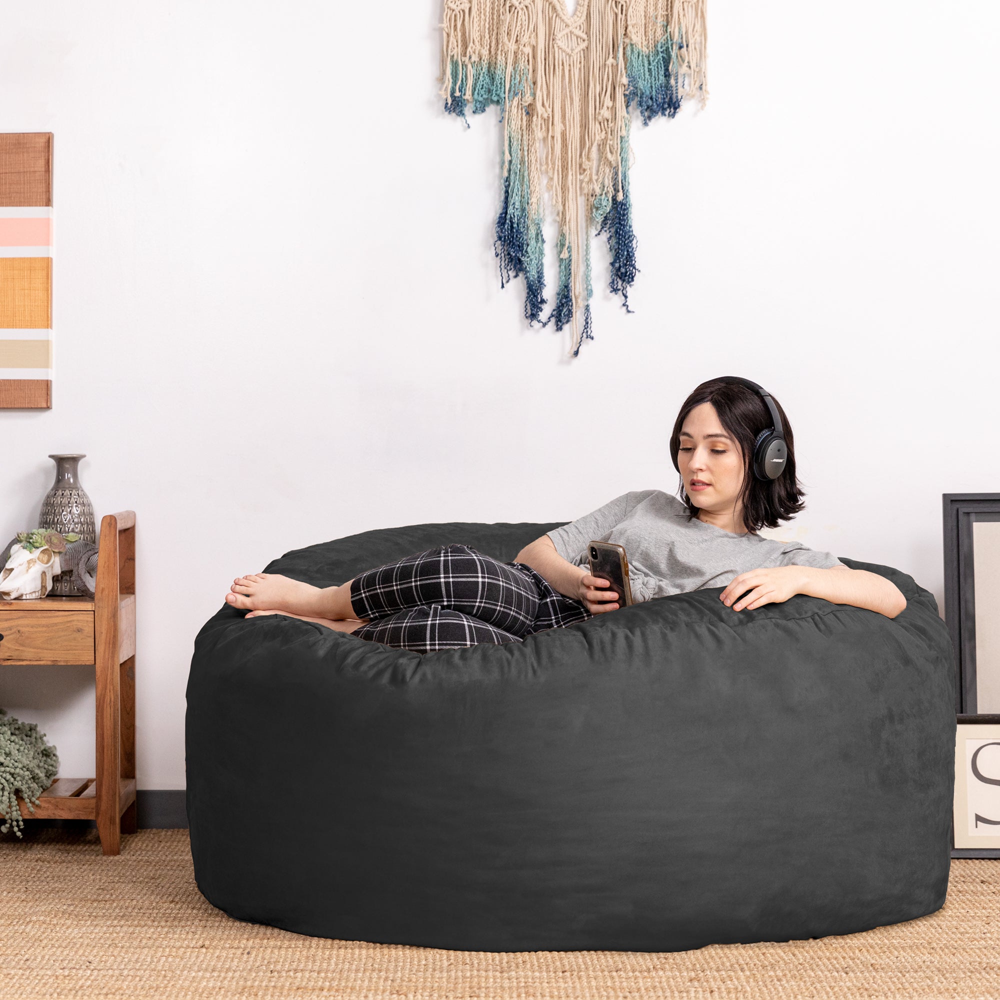  Jaxx Saxx Large Bean Bag with Removable Cover 5' - Black - Bonton