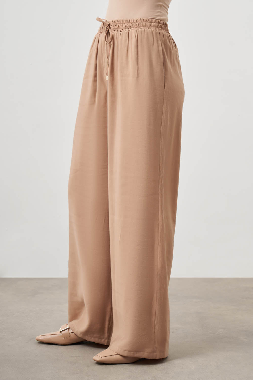  Mizalle Mizalle- Wide Leg Pants-Beige - Beige - Bonton