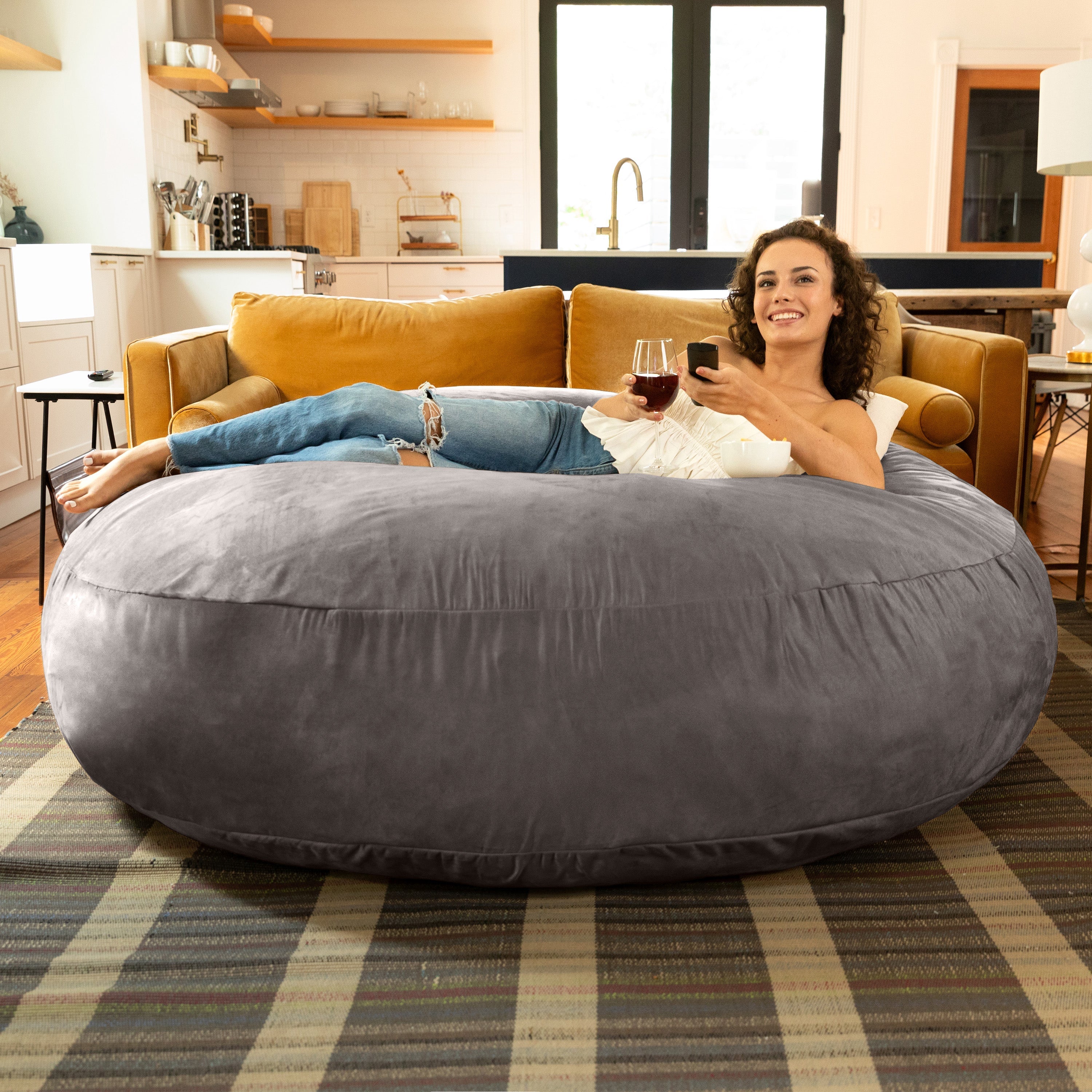  Jaxx Cocoon Large Bean Bag Chair for Adults 6' - Charcoal - Bonton