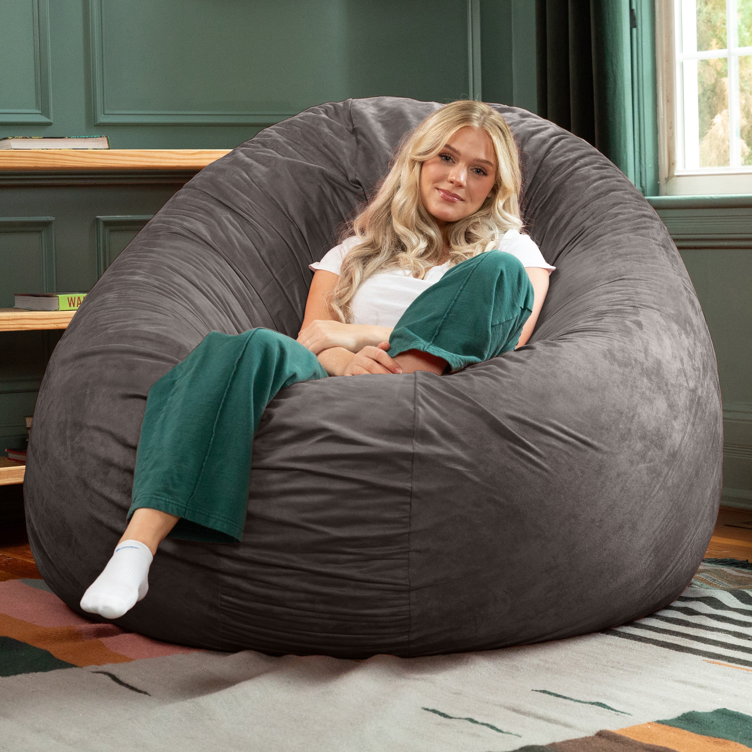  Jaxx Cocoon Large Bean Bag Chair for Adults 6' - Charcoal - Bonton