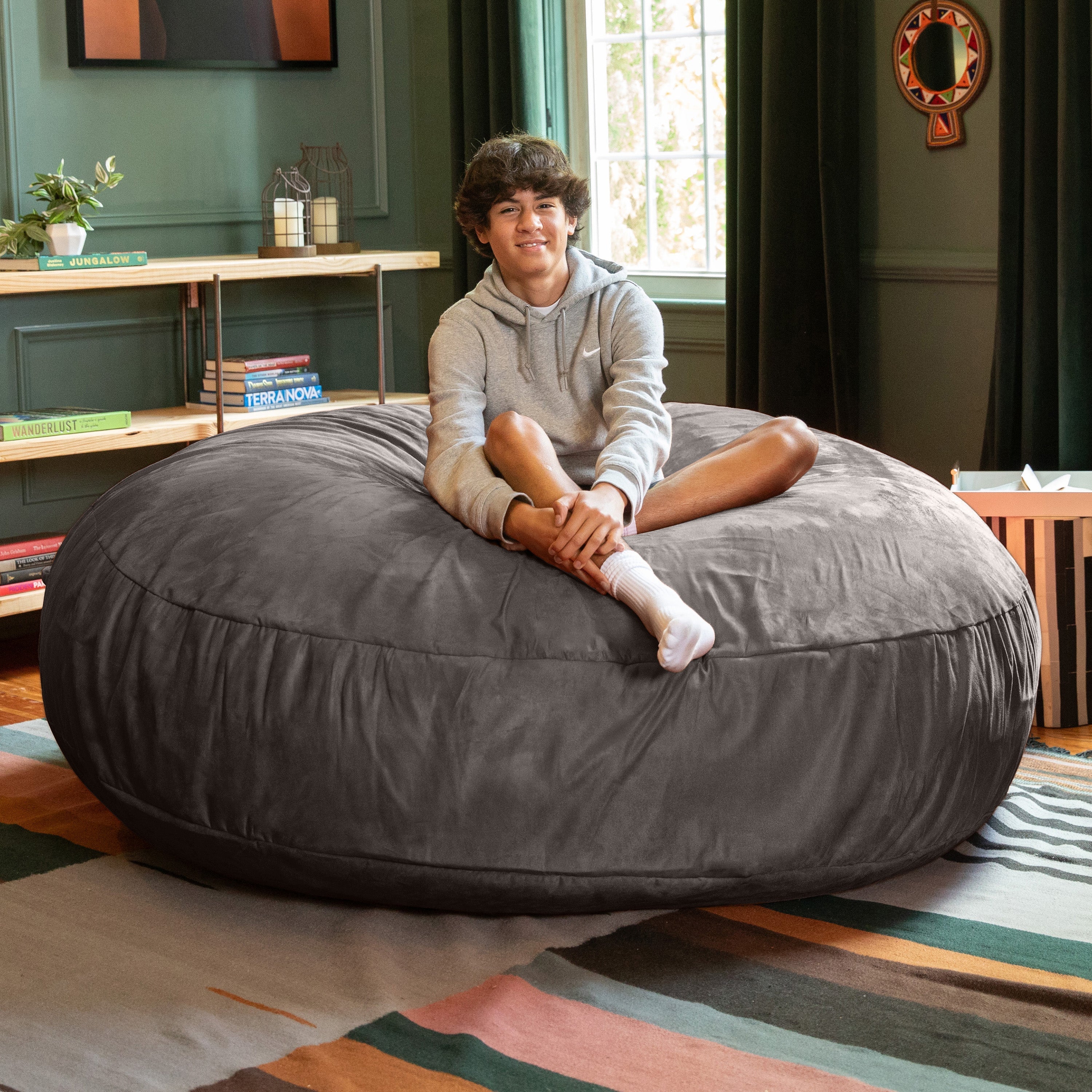  Jaxx Cocoon Large Bean Bag Chair for Adults 6' - Charcoal - Bonton