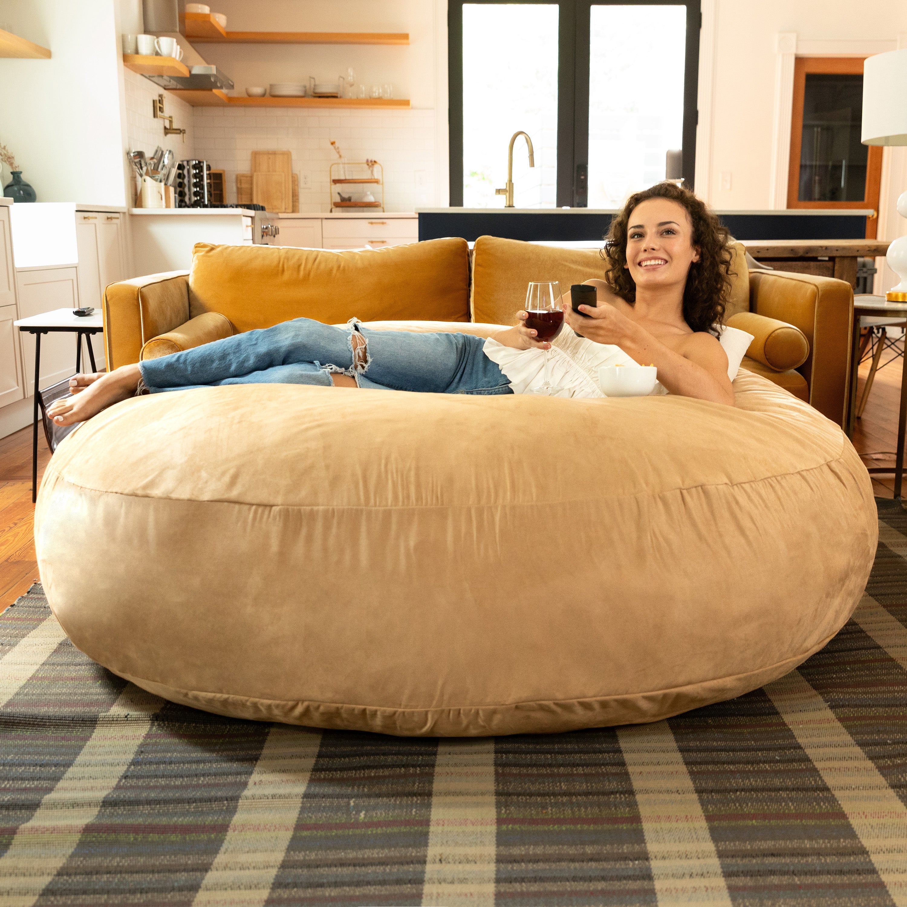  Jaxx Cocoon Large Bean Bag Chair for Adults 6' - Camel - Bonton