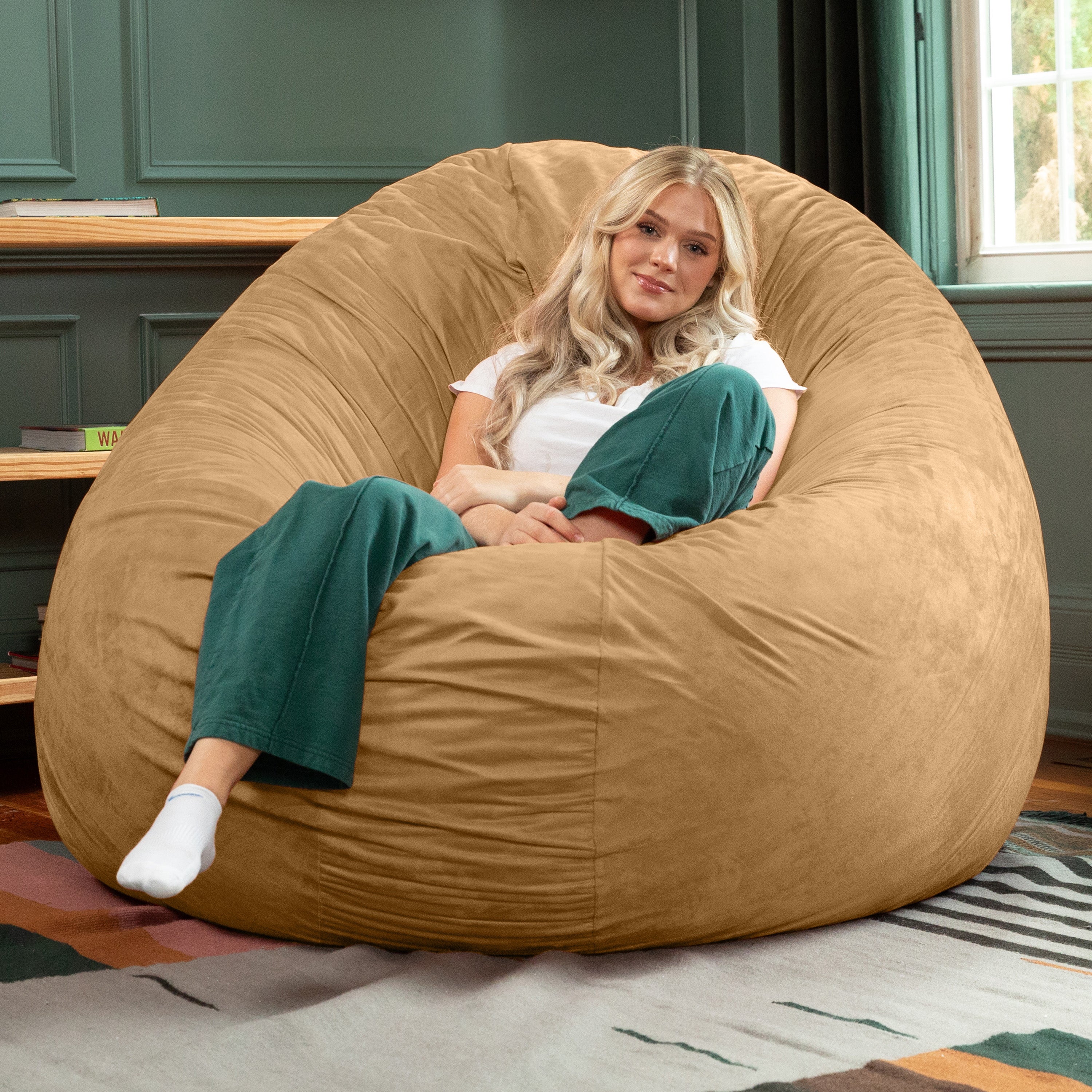  Jaxx Cocoon Large Bean Bag Chair for Adults 6' - Camel - Bonton