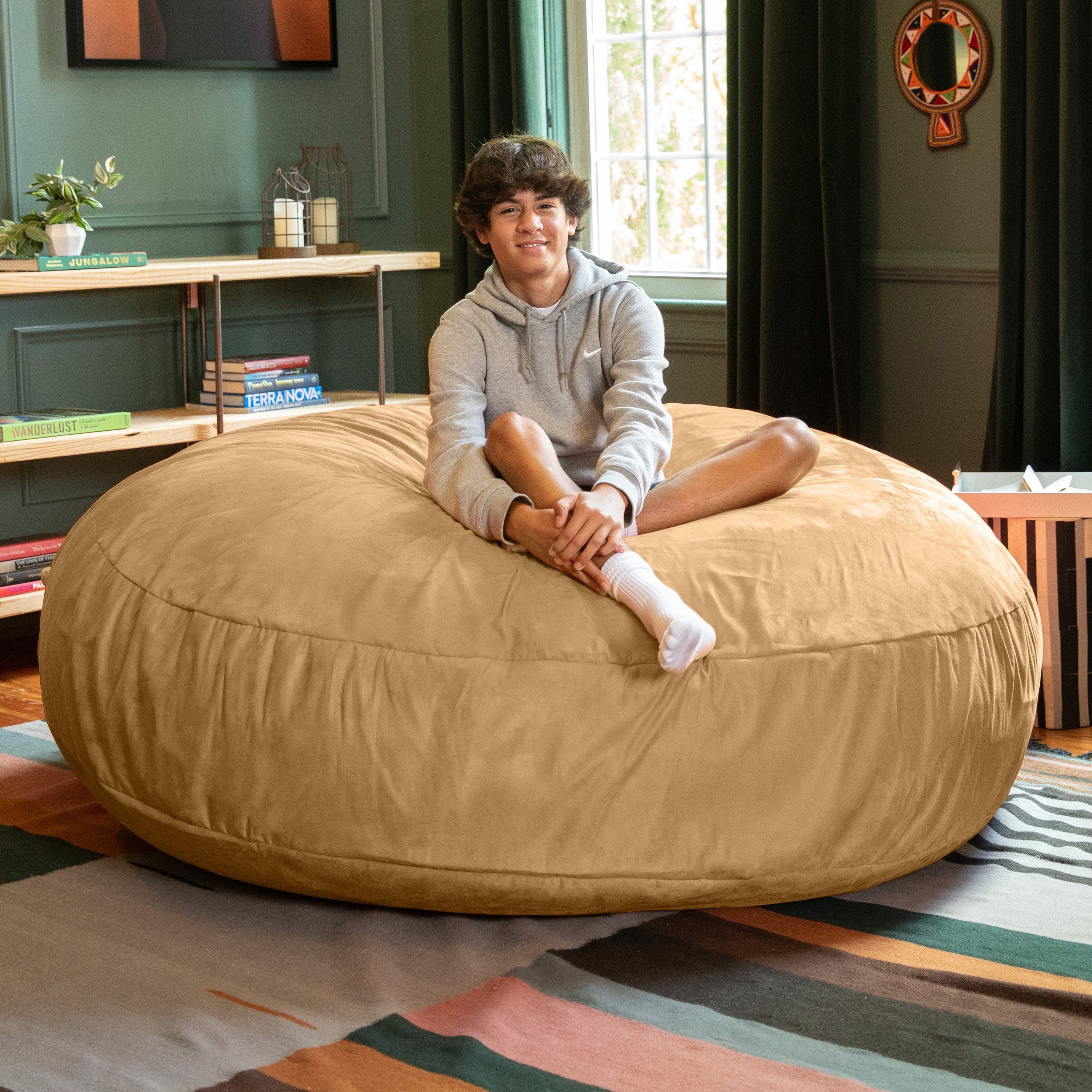  Jaxx Cocoon Large Bean Bag Chair for Adults 6' - Camel - Bonton