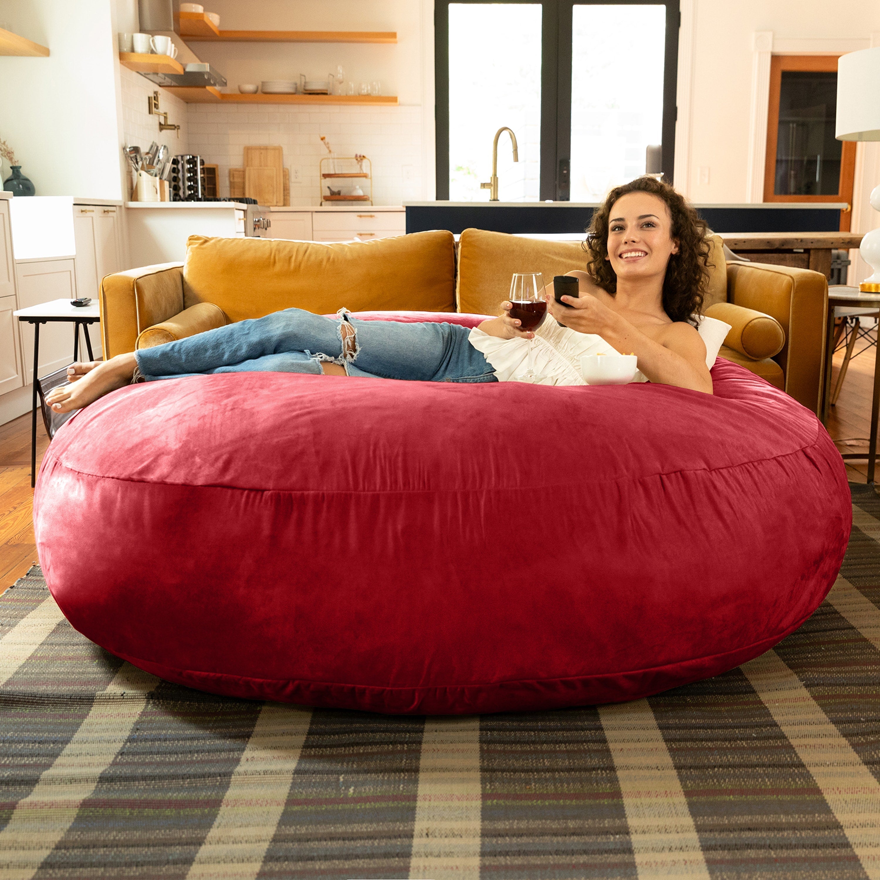  Jaxx Cocoon Large Bean Bag Chair for Adults 6' - Cinnabar - Bonton