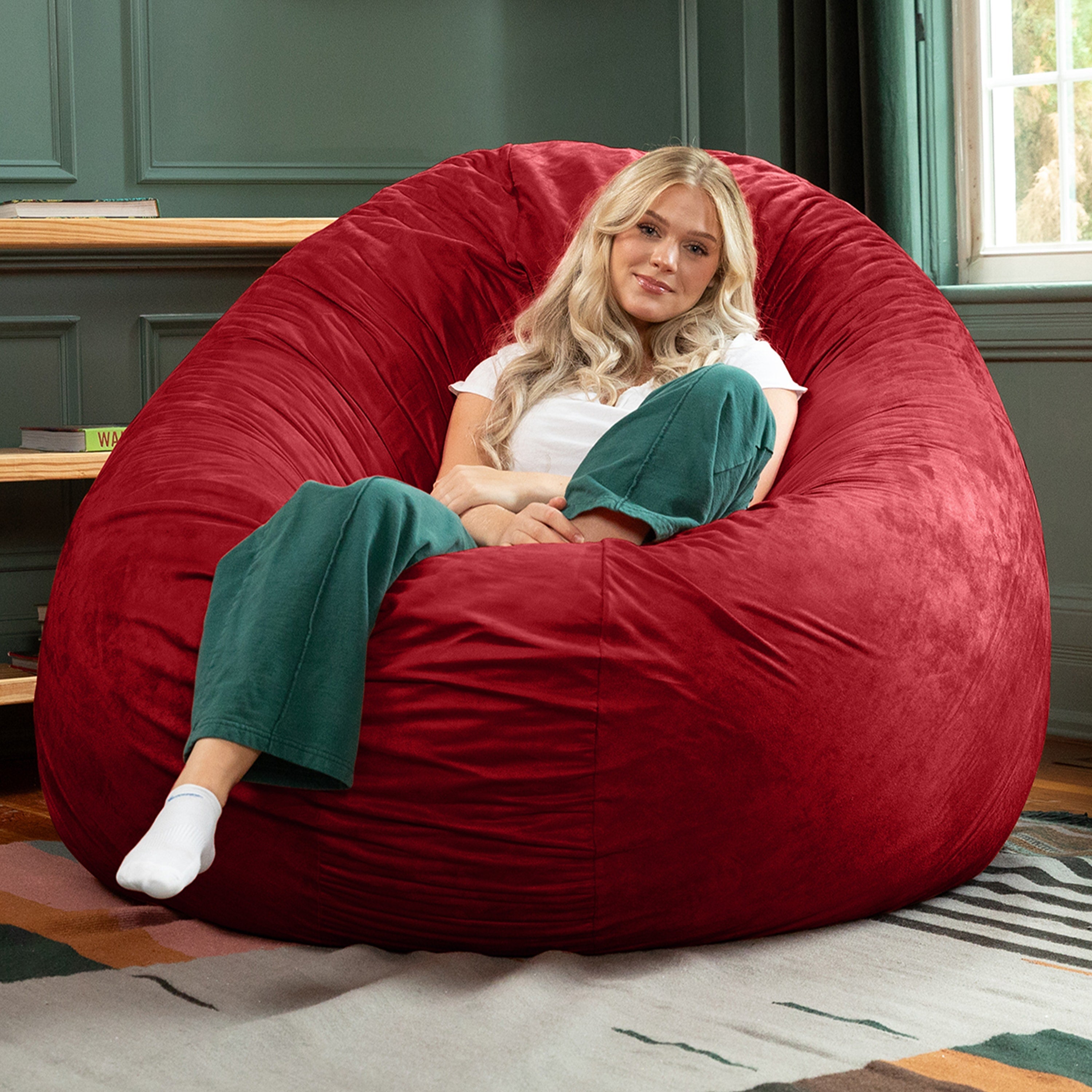  Jaxx Cocoon Large Bean Bag Chair for Adults 6' - Cinnabar - Bonton