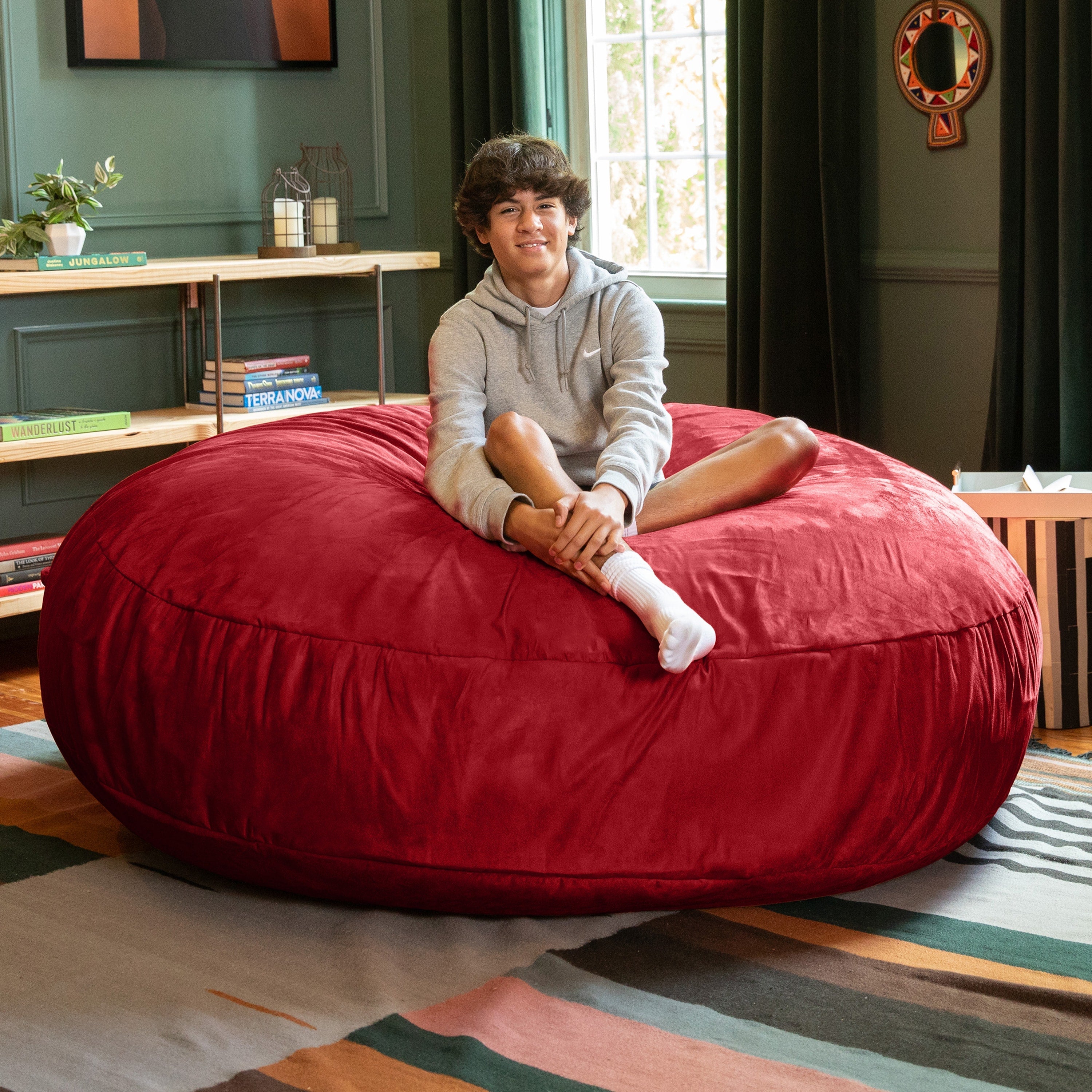  Jaxx Cocoon Large Bean Bag Chair for Adults 6' - Cinnabar - Bonton