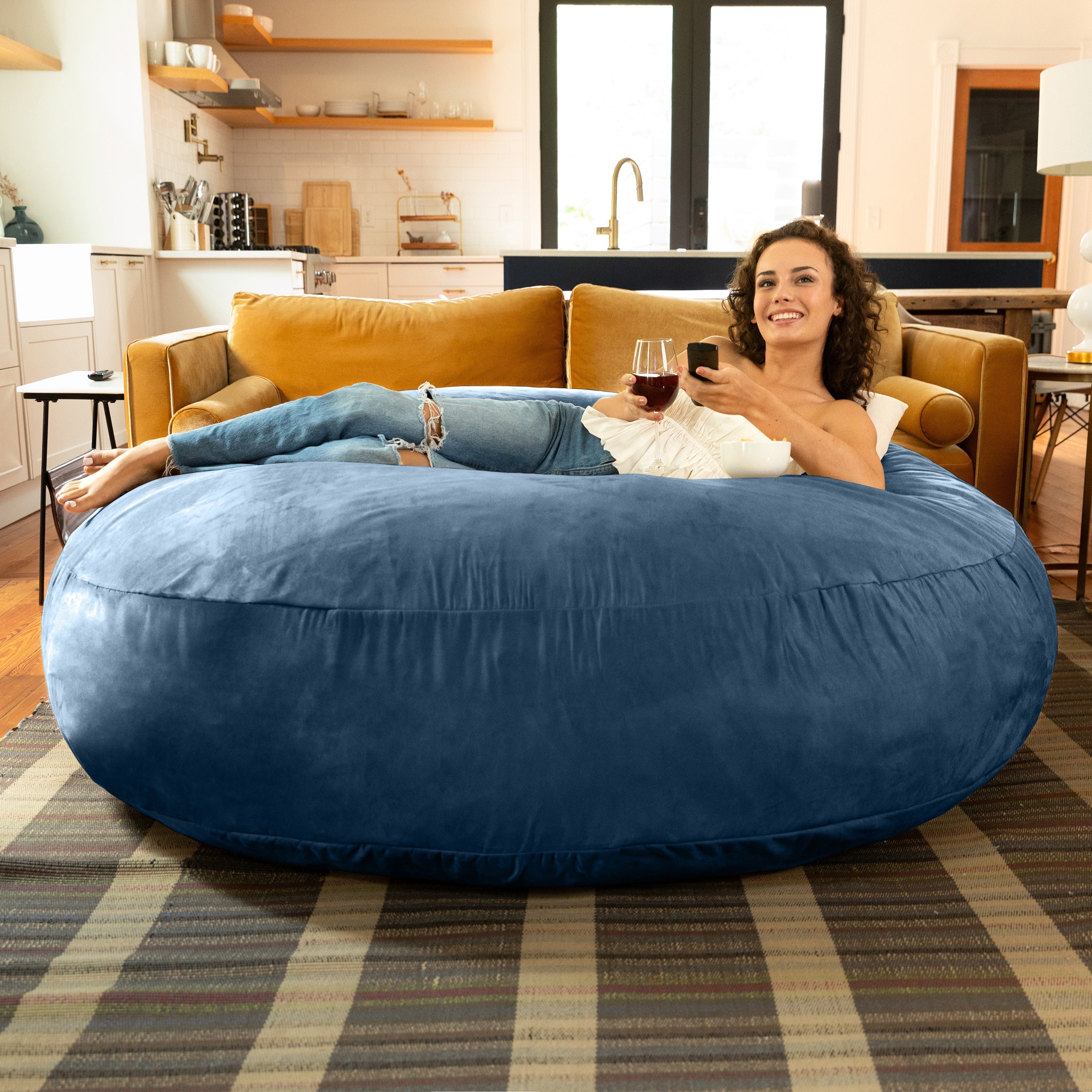  Jaxx Cocoon Large Bean Bag Chair for Adults 6' - Navy - Bonton