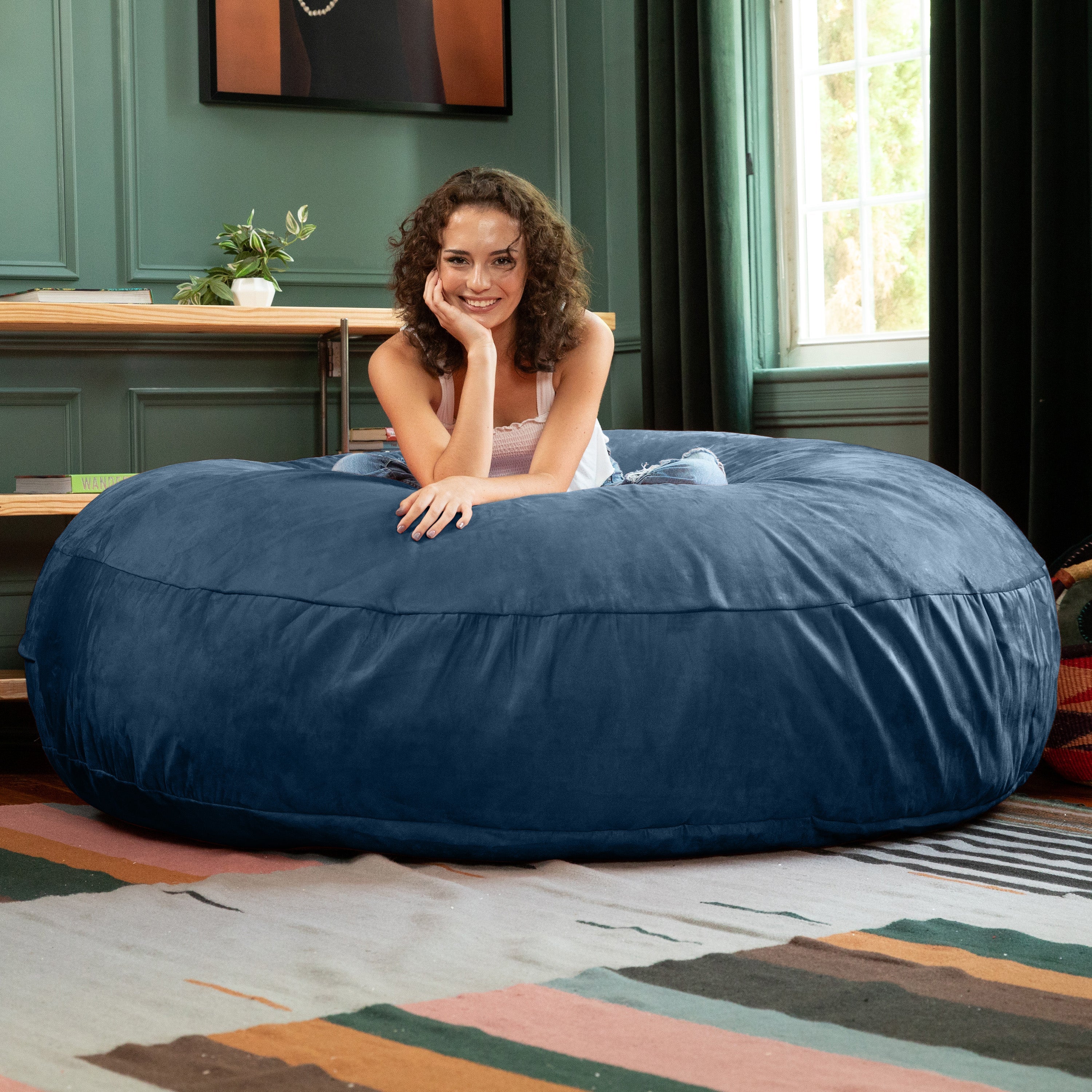  Jaxx Cocoon Large Bean Bag Chair for Adults 6' - Navy - Bonton